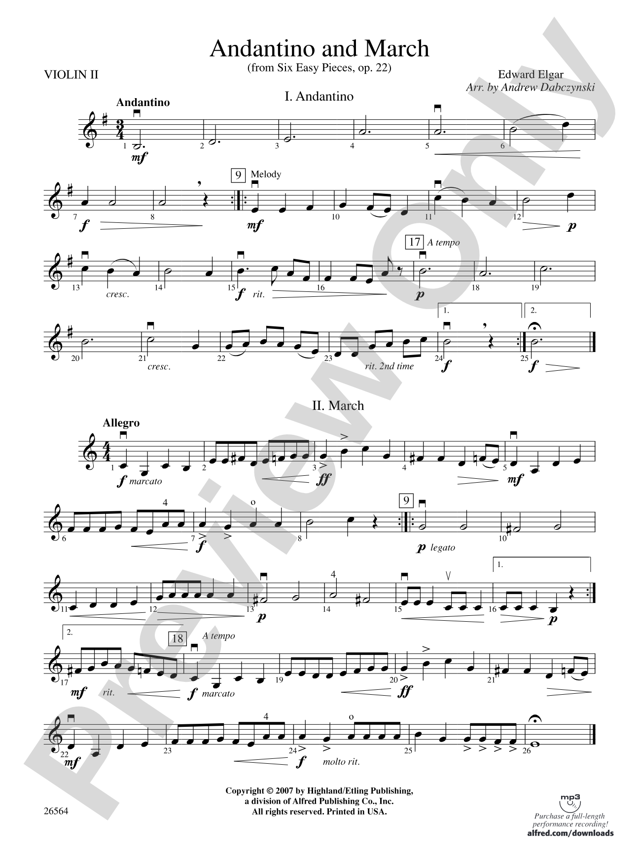 Andantino and March: 2nd Violin