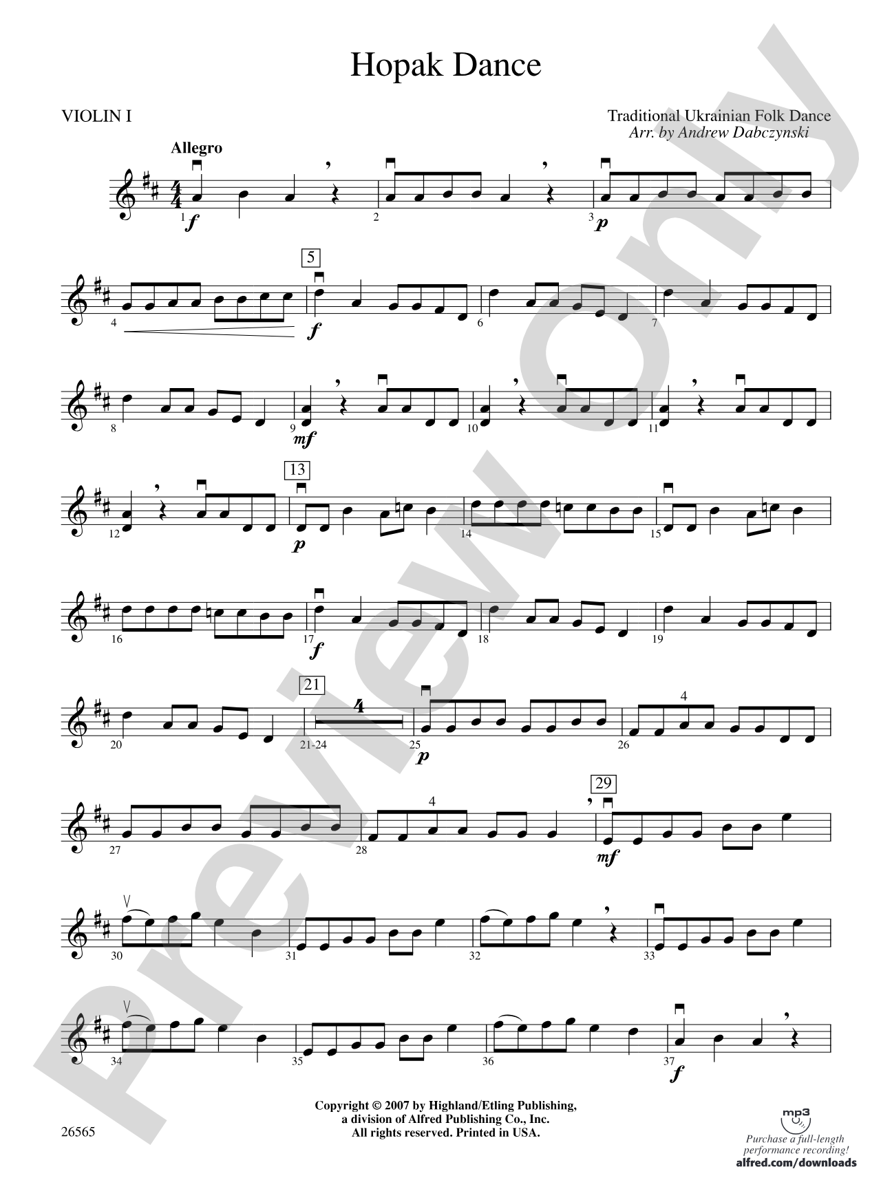 Hopak Dance: 1st Violin