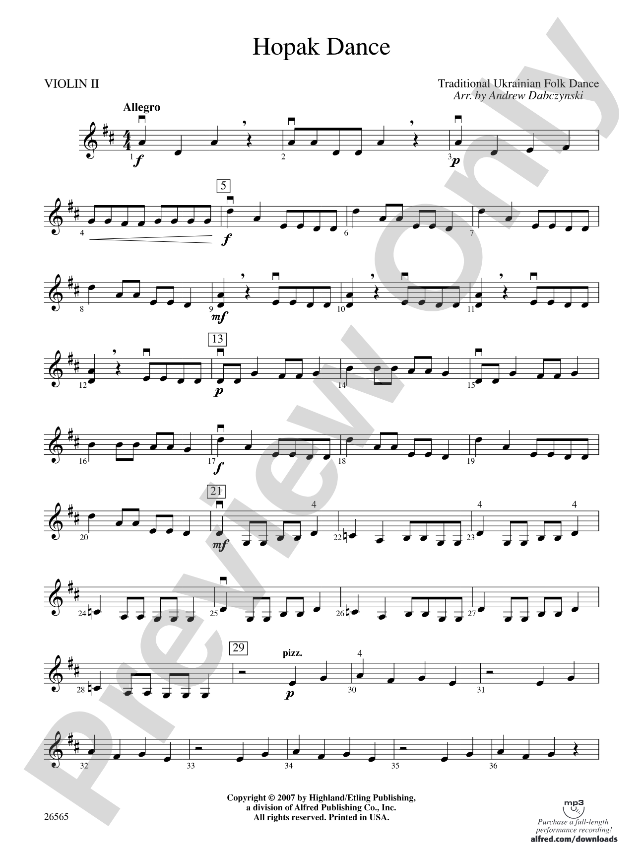 Hopak Dance: 2nd Violin