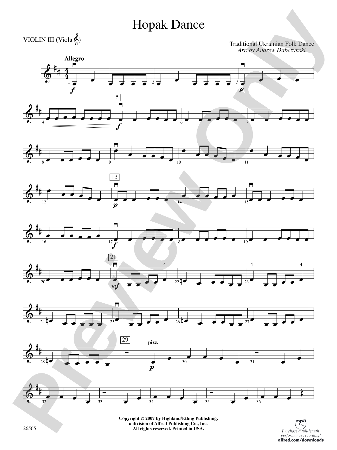 Hopak Dance: 3rd Violin (Viola [TC])