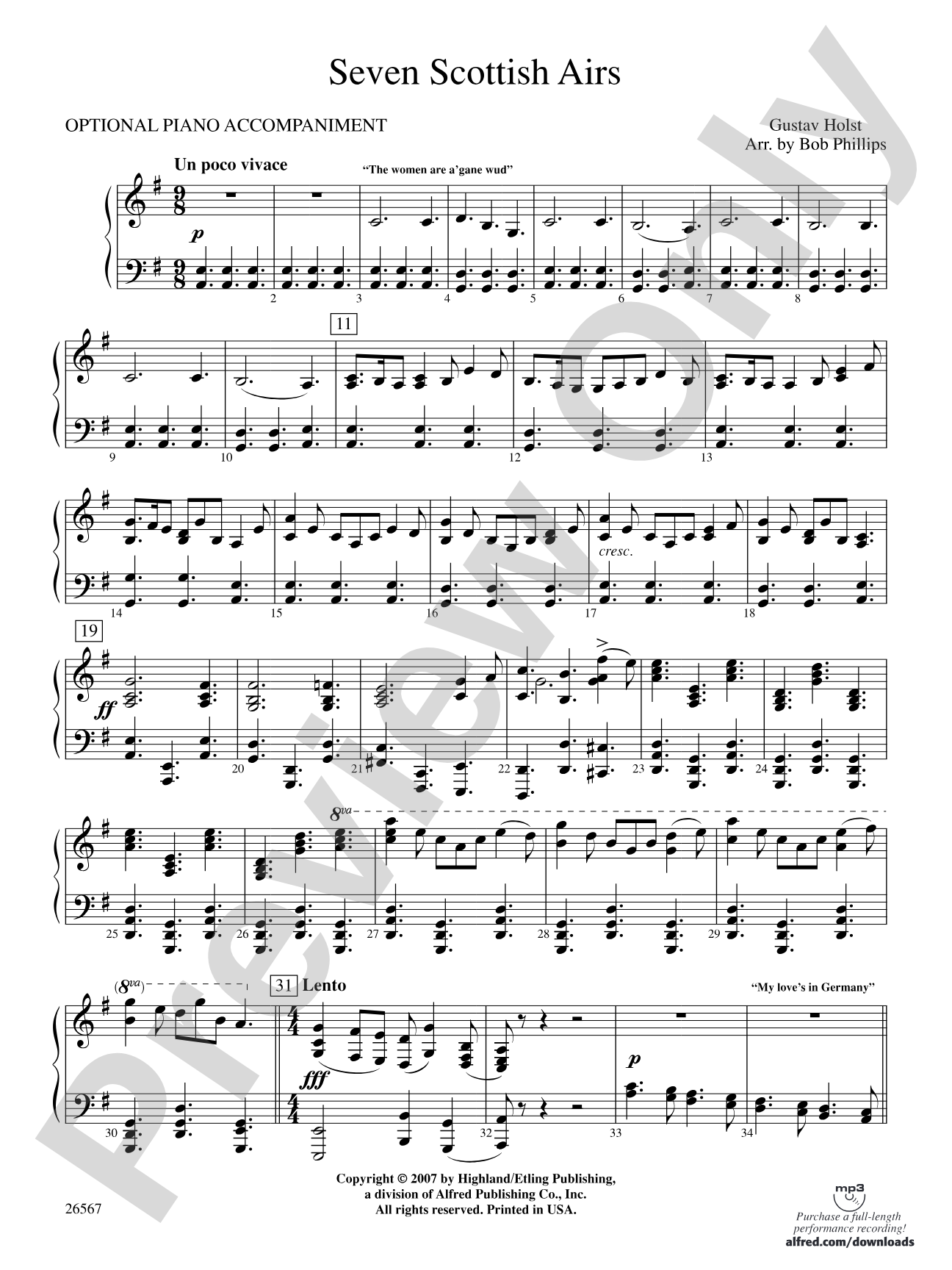 Seven Scottish Airs: Piano Accompaniment
