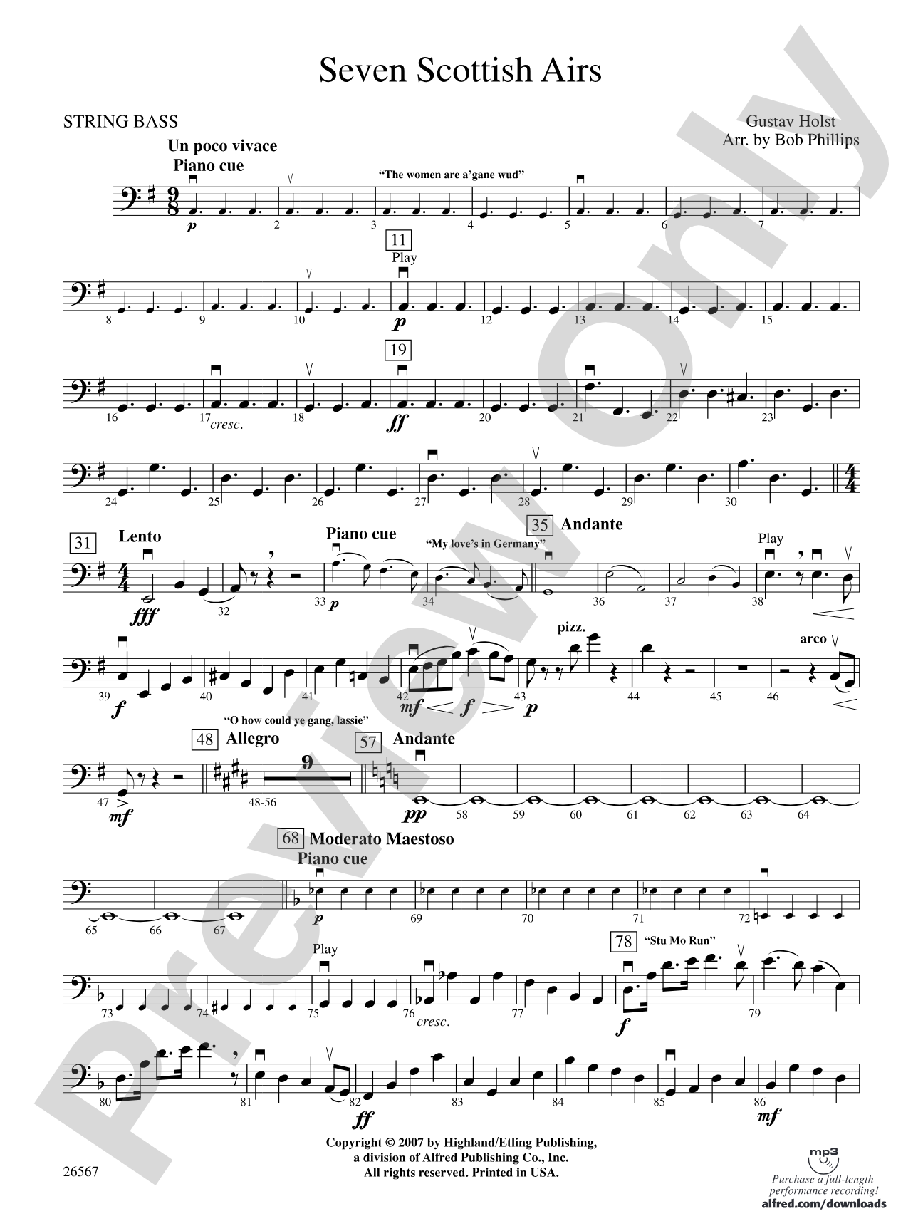 Seven Scottish Airs: String Bass
