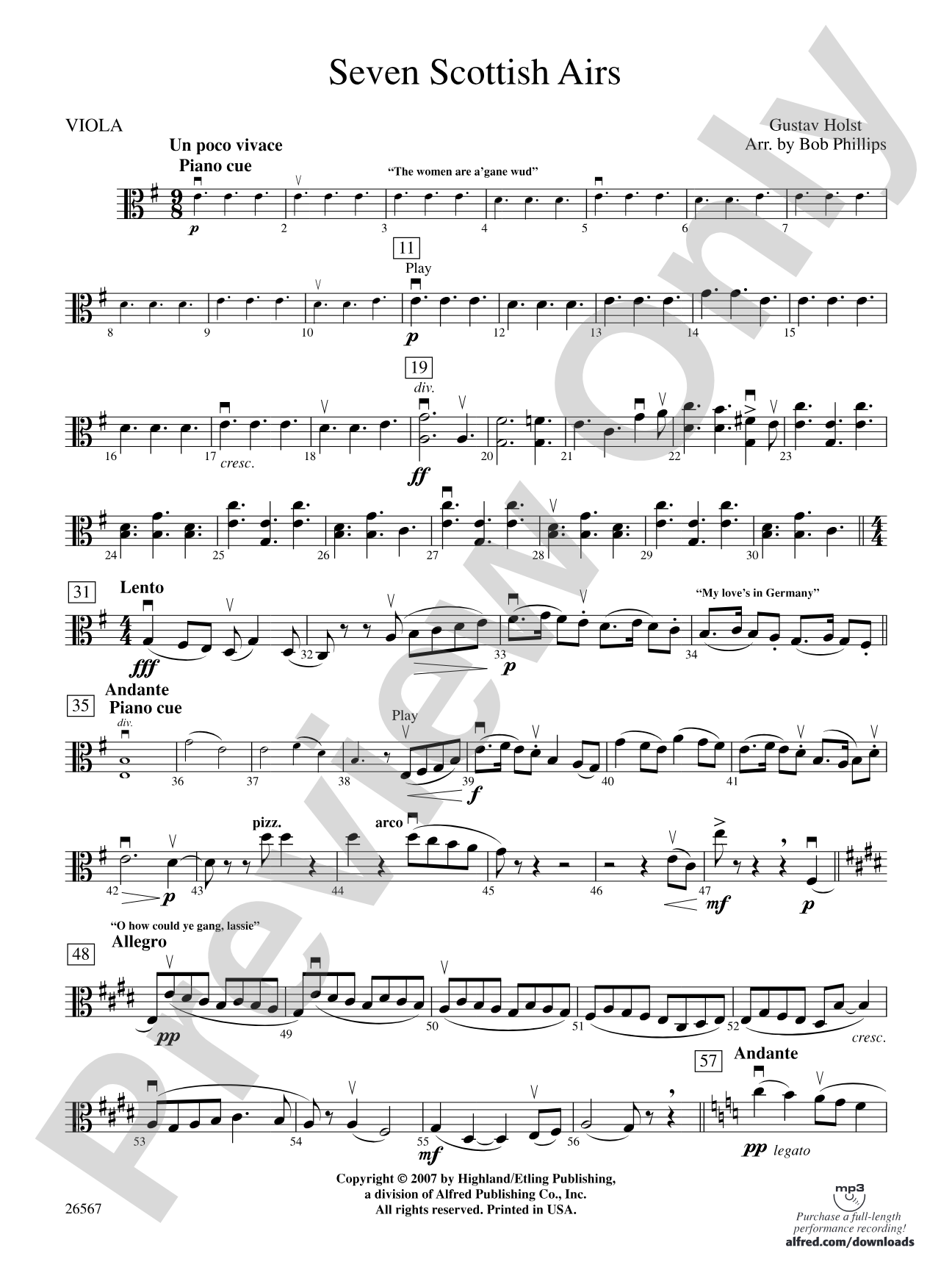 Seven Scottish Airs: Viola