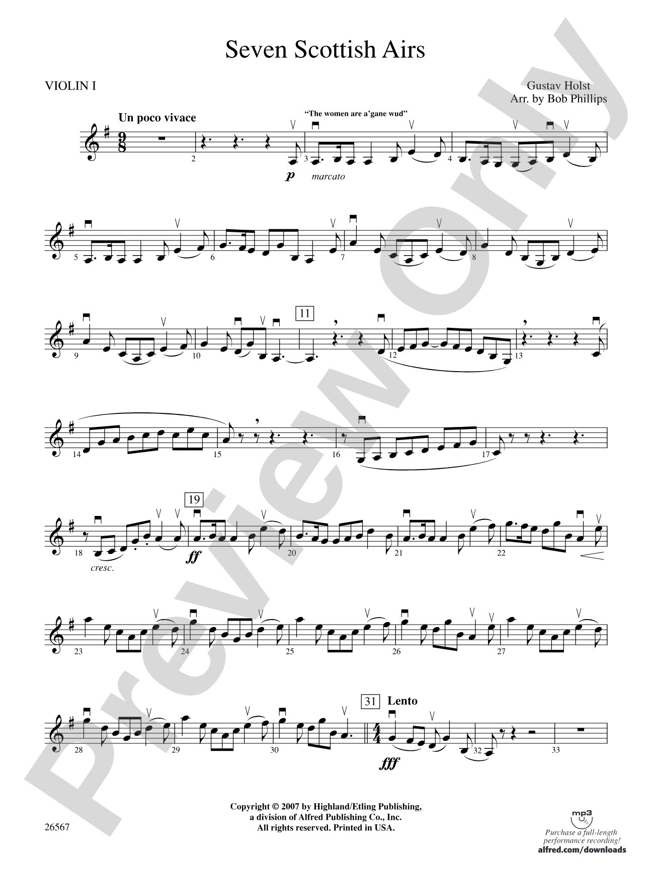 Seven Scottish Airs: 1st Violin