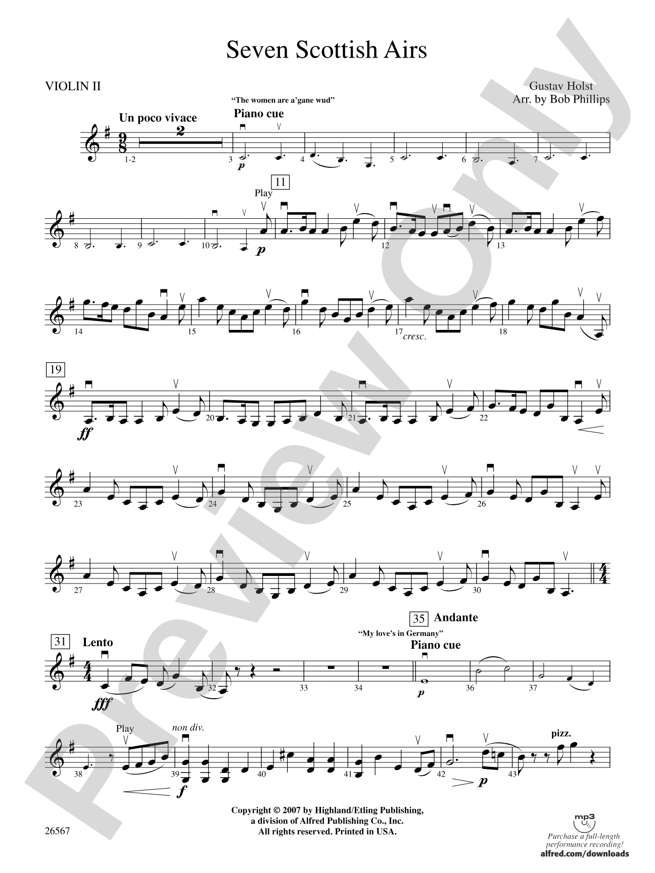 Seven Scottish Airs: 2nd Violin