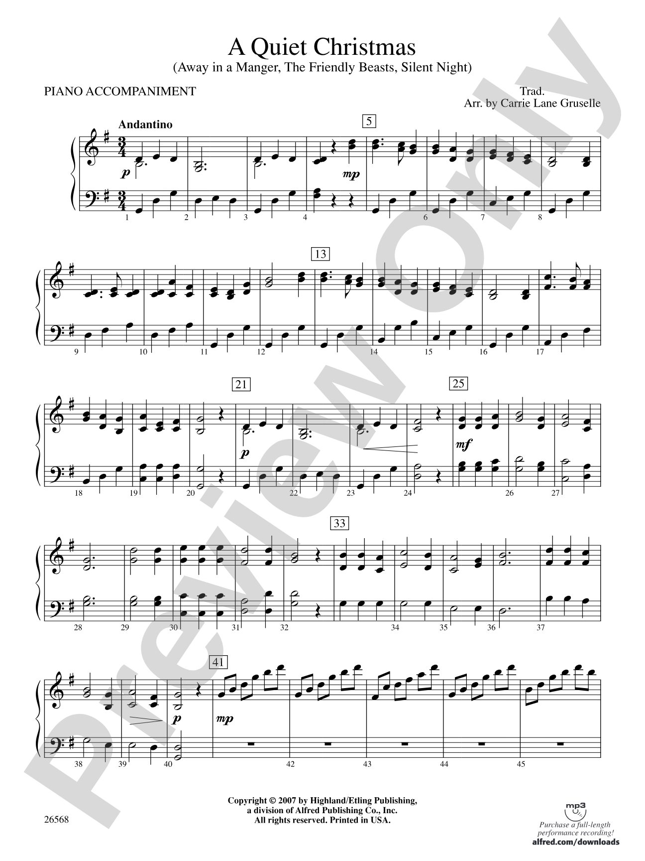 A Quiet Christmas: Piano Accompaniment