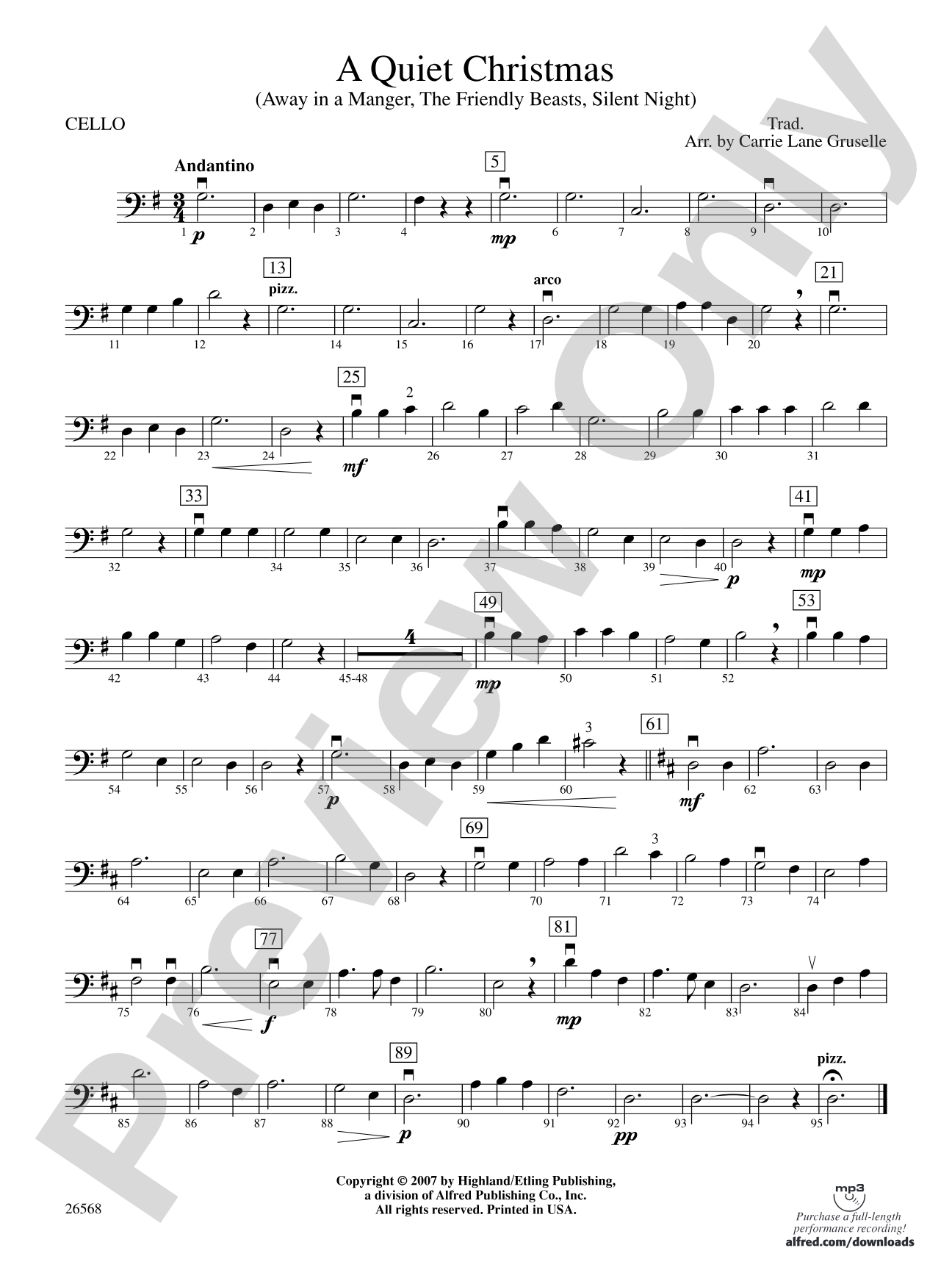 A Quiet Christmas: Cello