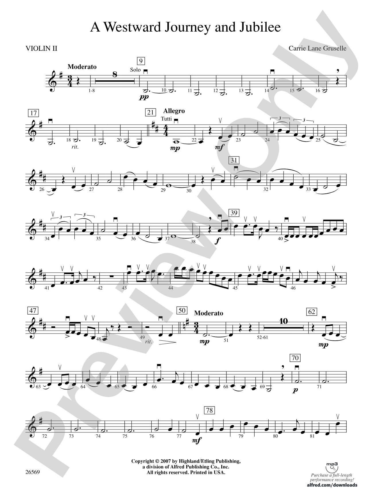 A Westward Journey and Jubilee: 2nd Violin