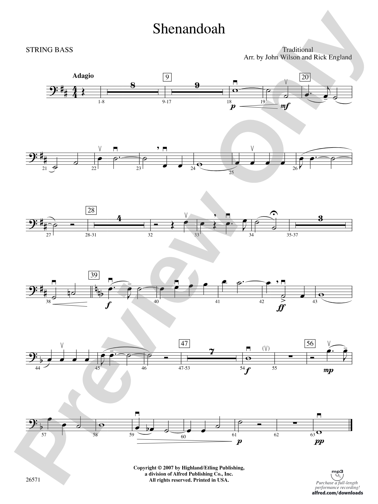 Shenandoah: String Bass