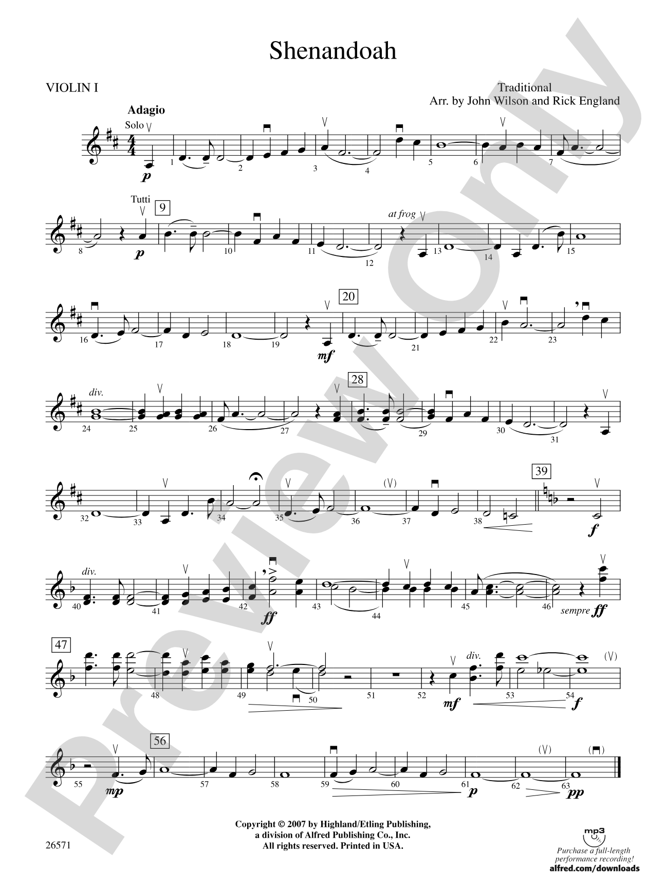 Shenandoah: 1st Violin