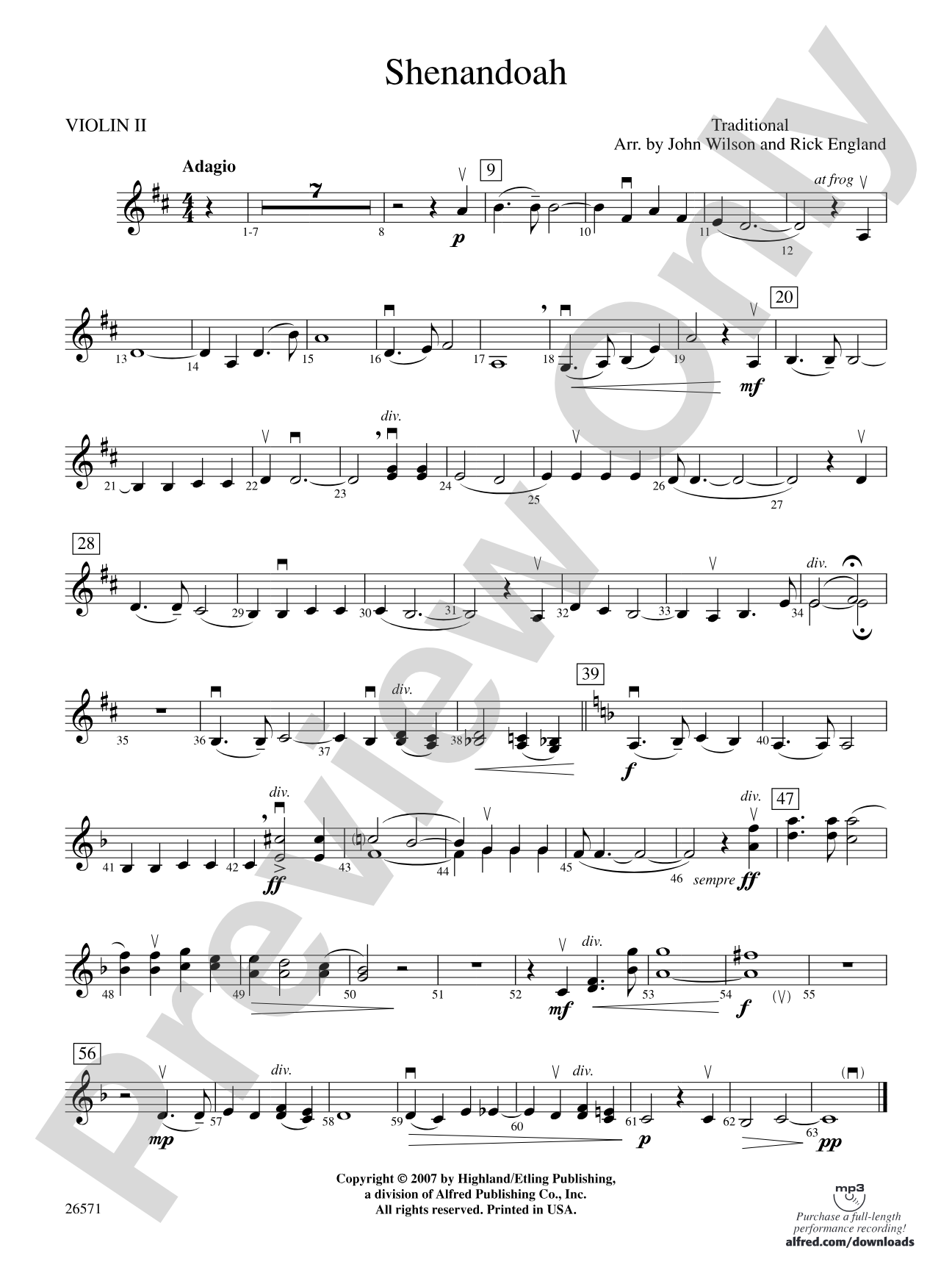 Shenandoah: 2nd Violin