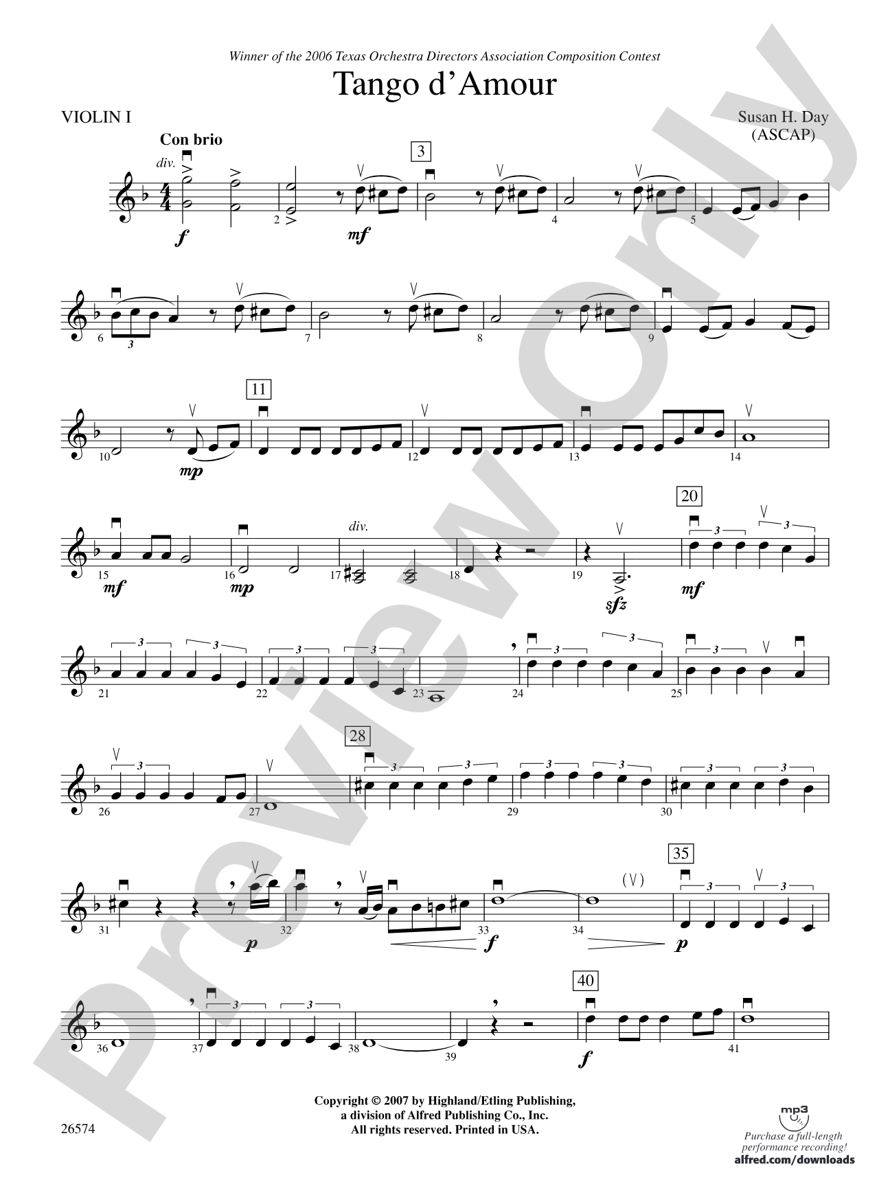 Tango d'Amour: 1st Violin