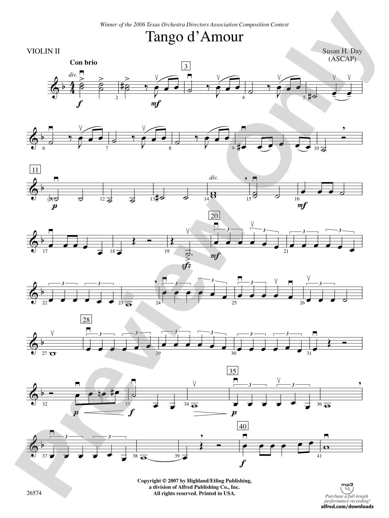 Tango d'Amour: 2nd Violin