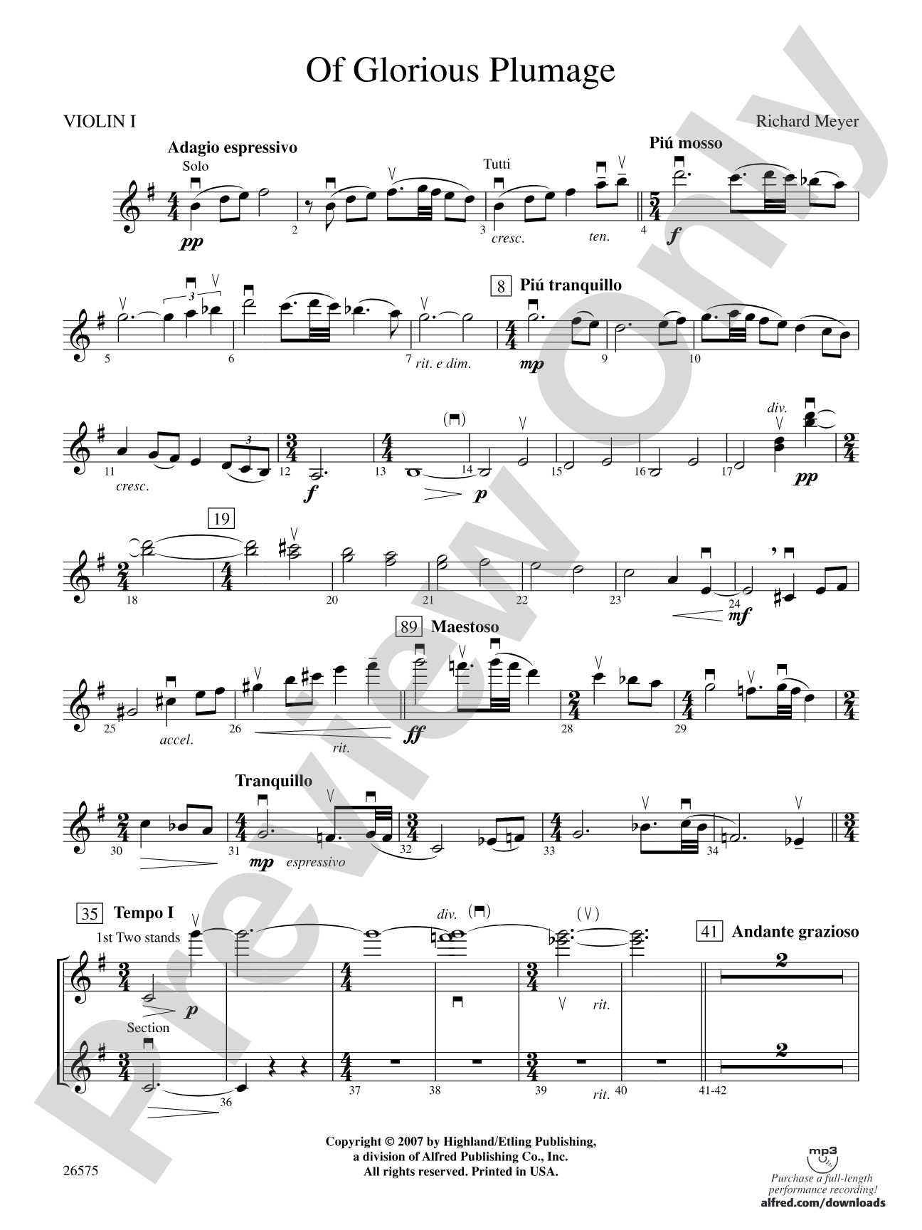 Of Glorious Plumage: 1st Violin
