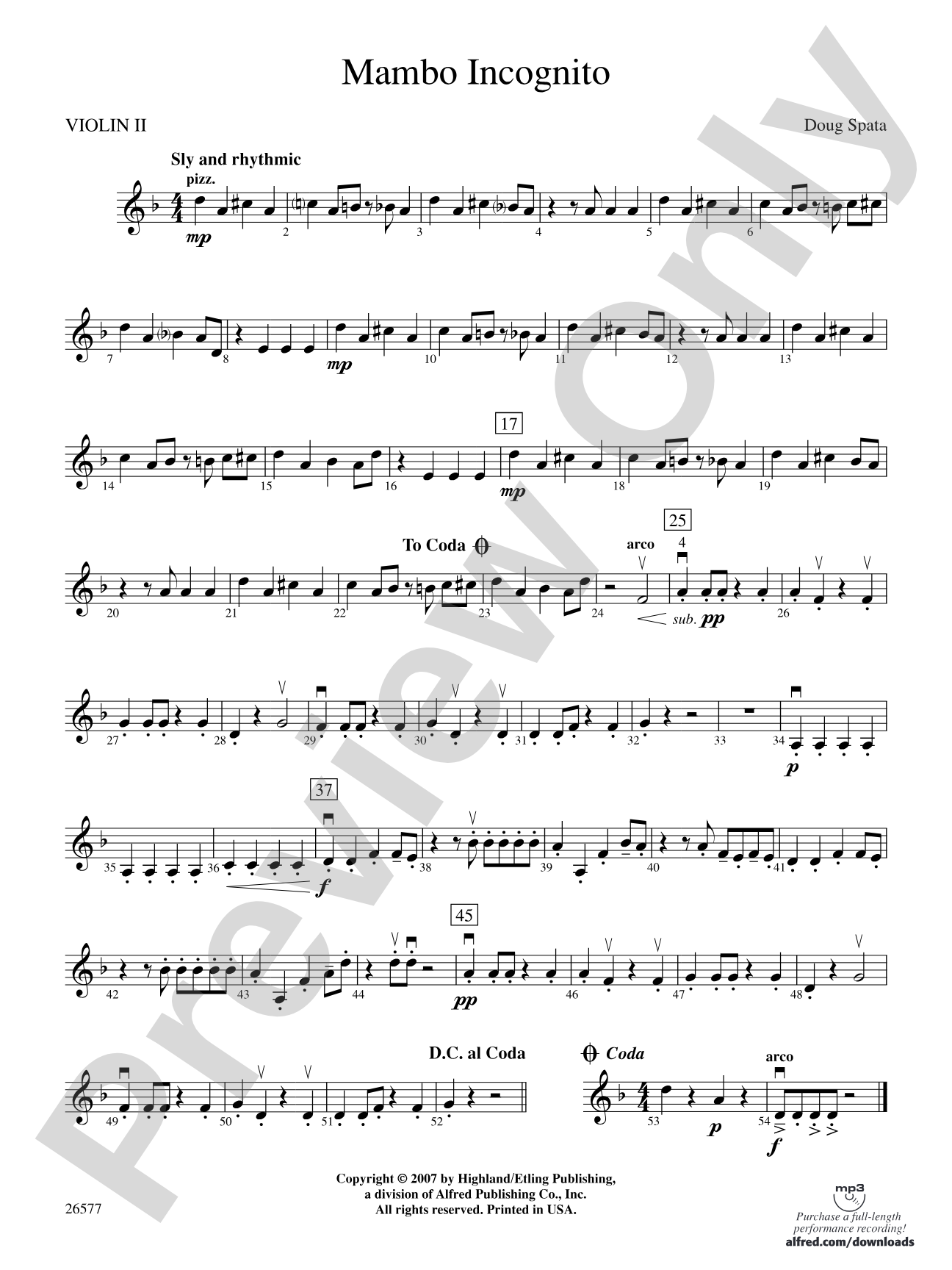 Mambo Incognito: 2nd Violin