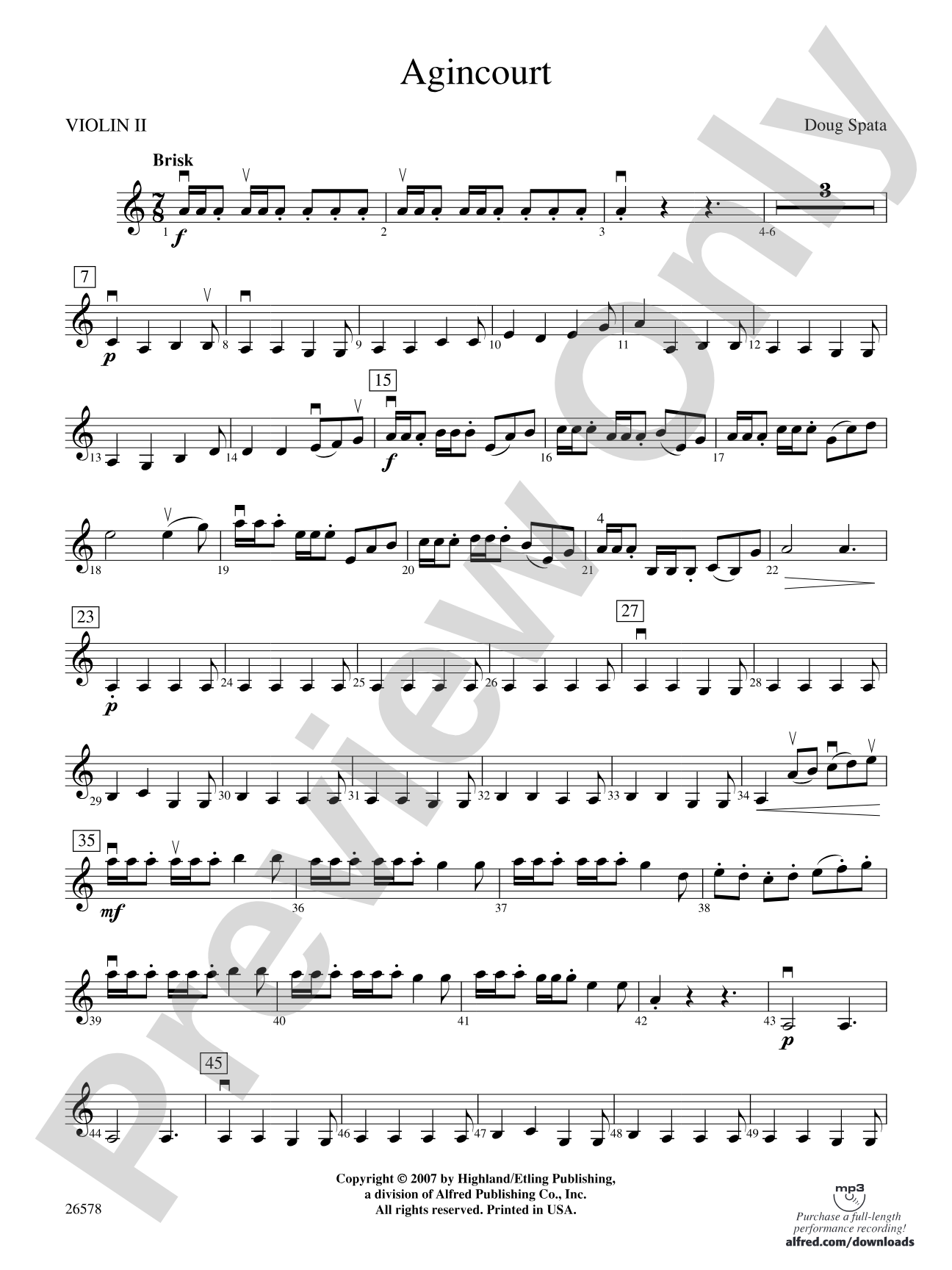 Agincourt: 2nd Violin