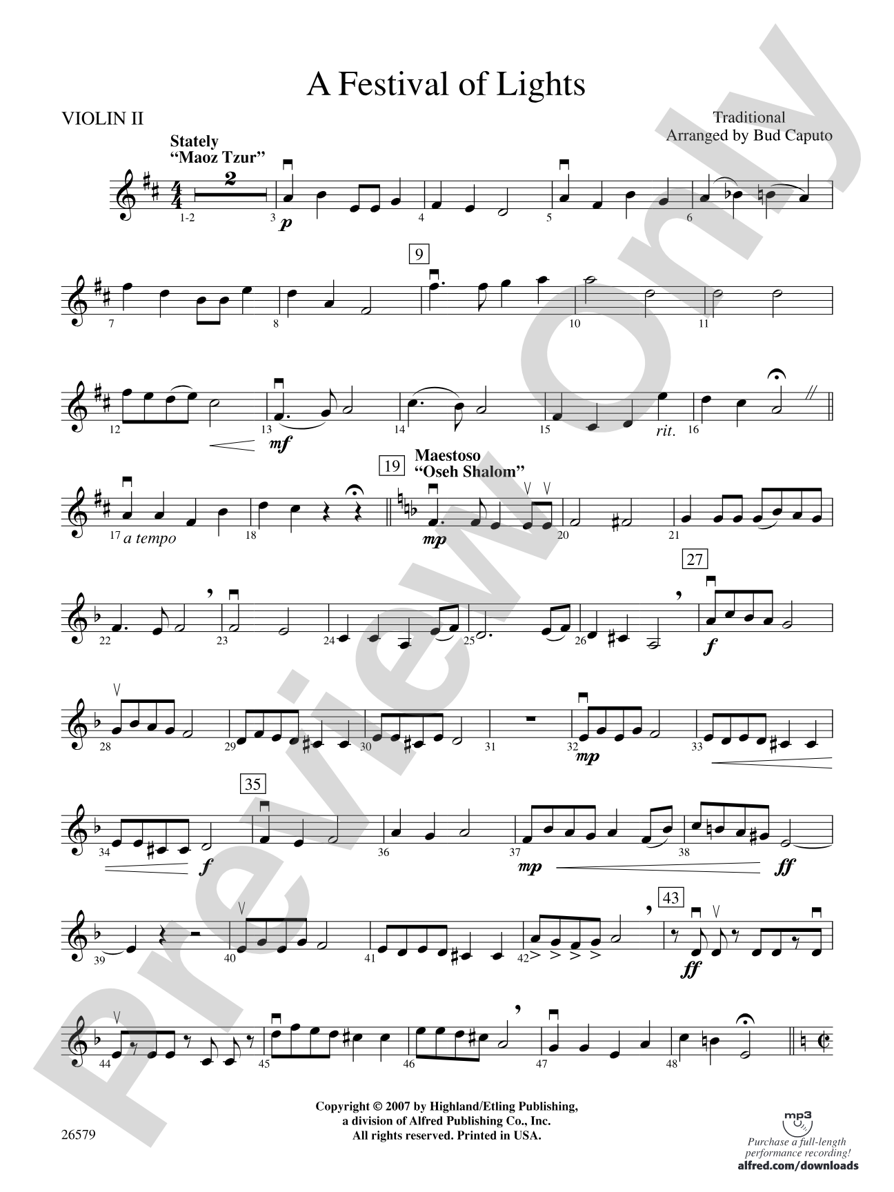 A Festival of Lights: 2nd Violin