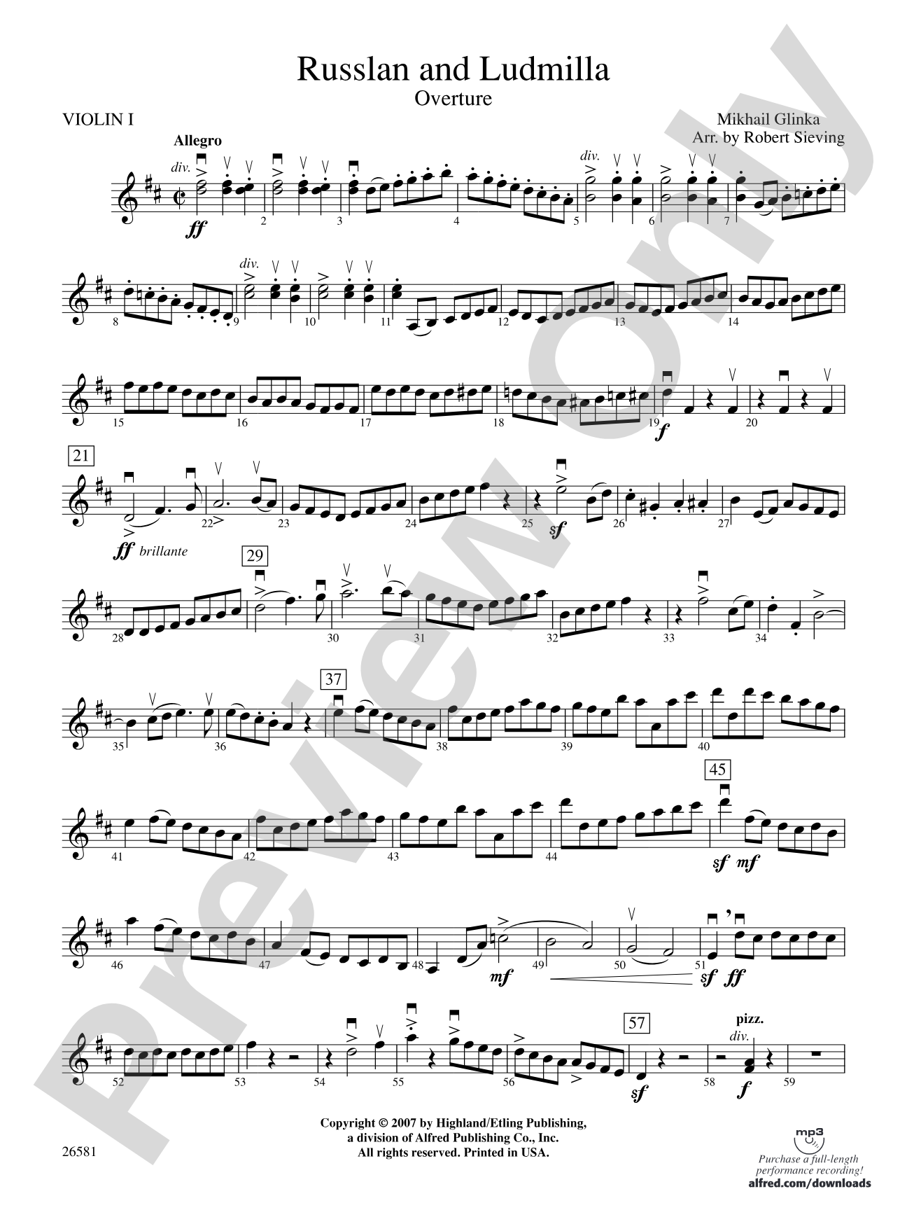 Russlan and Ludmilla: 1st Violin