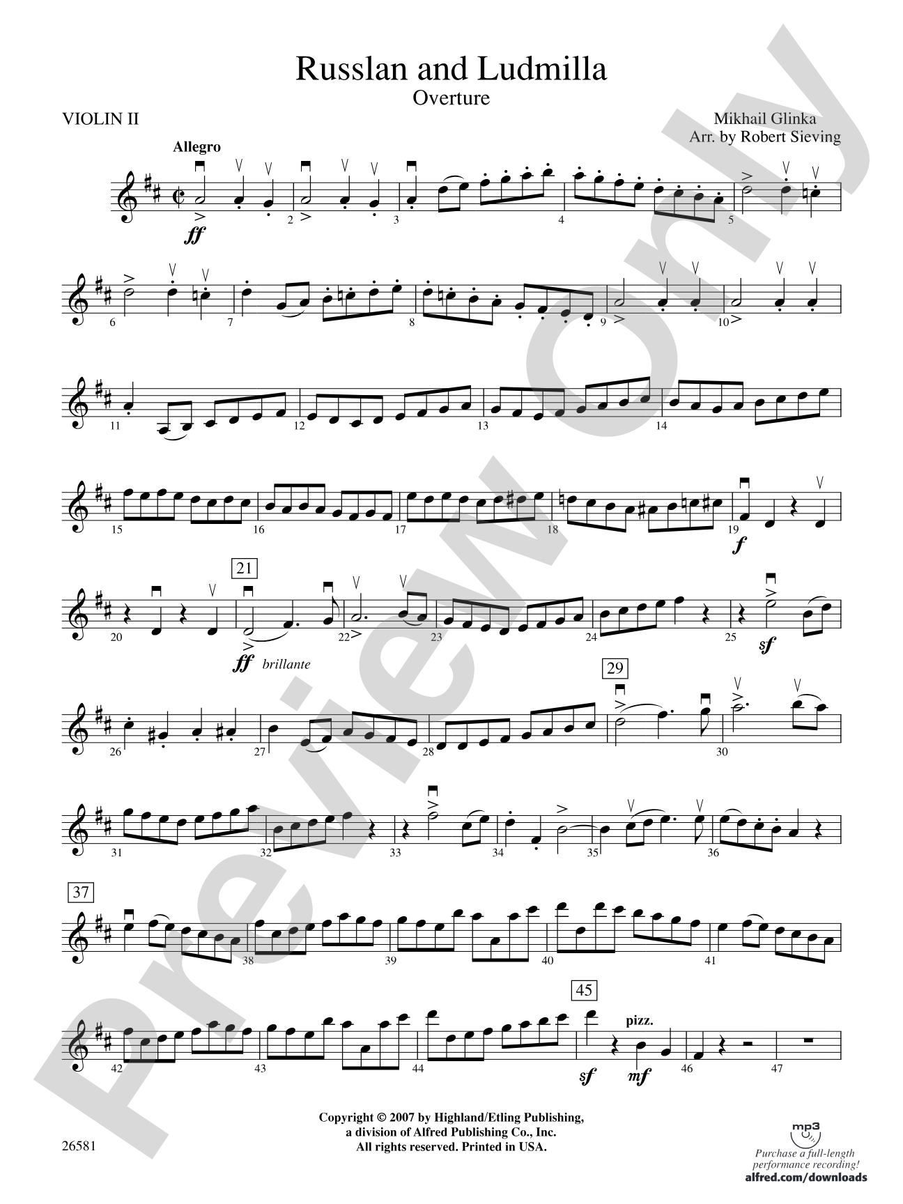 Russlan and Ludmilla: 2nd Violin
