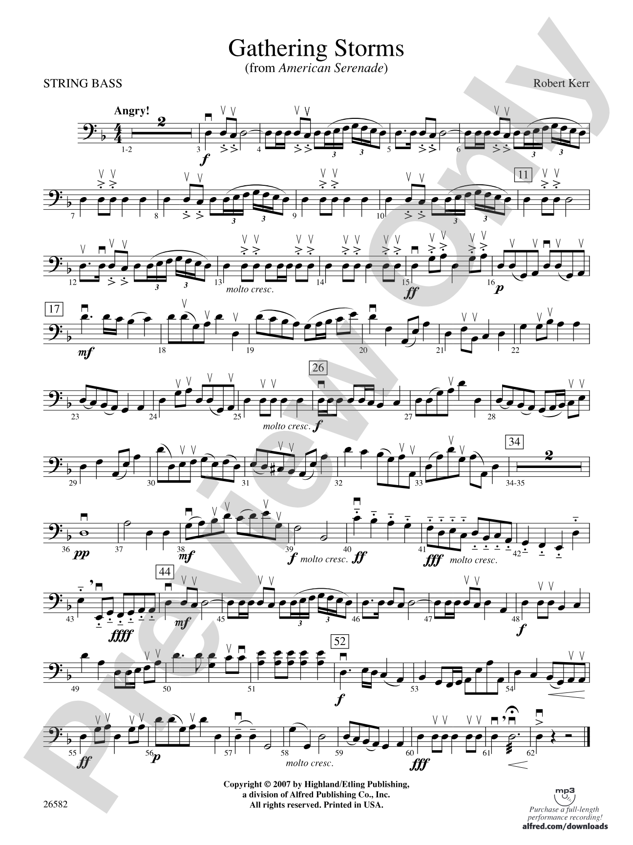 Gathering Storms (Movement 2 from American Serenade Symphony): String Bass