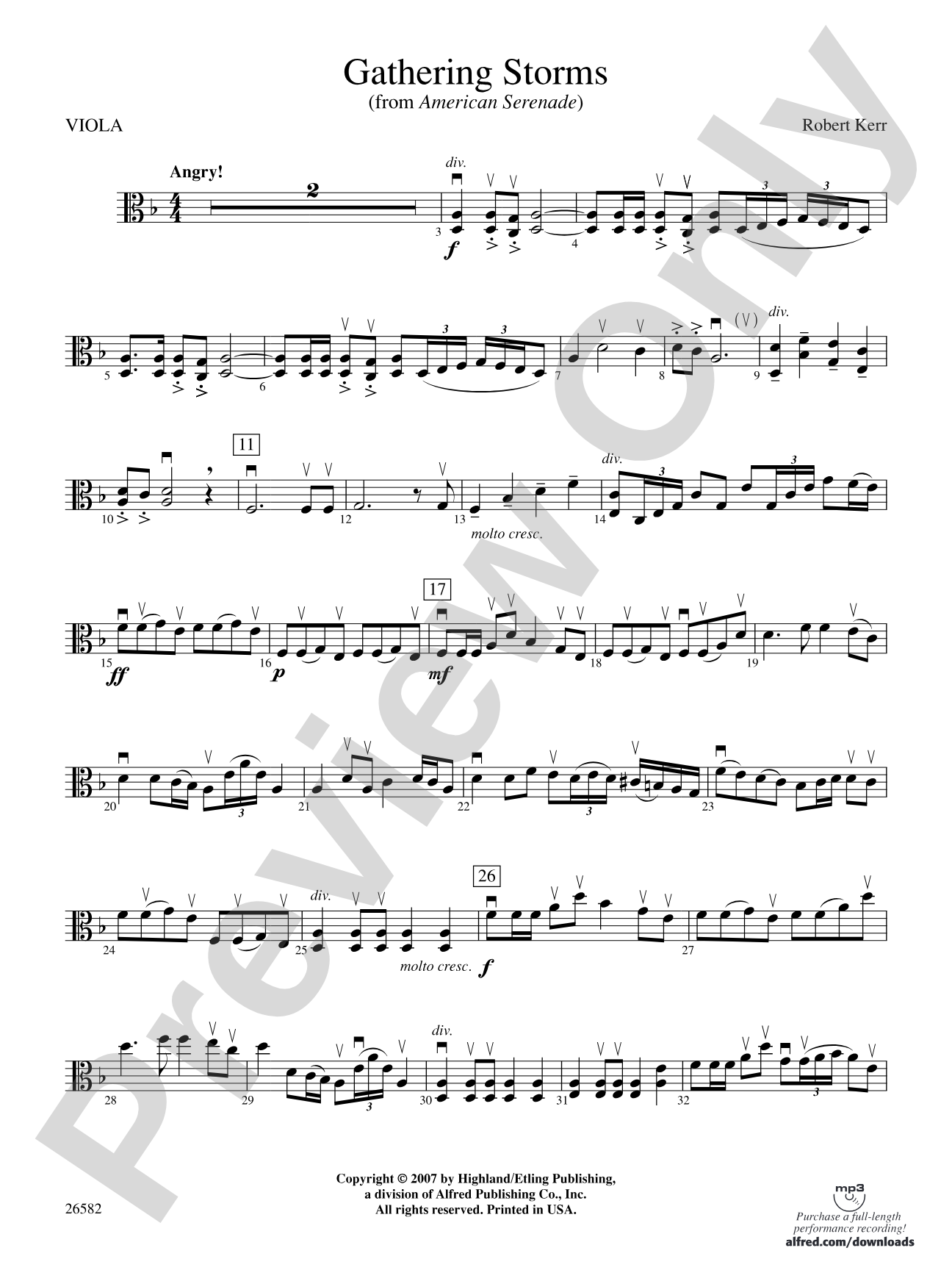 Gathering Storms (Movement 2 from American Serenade Symphony): Viola