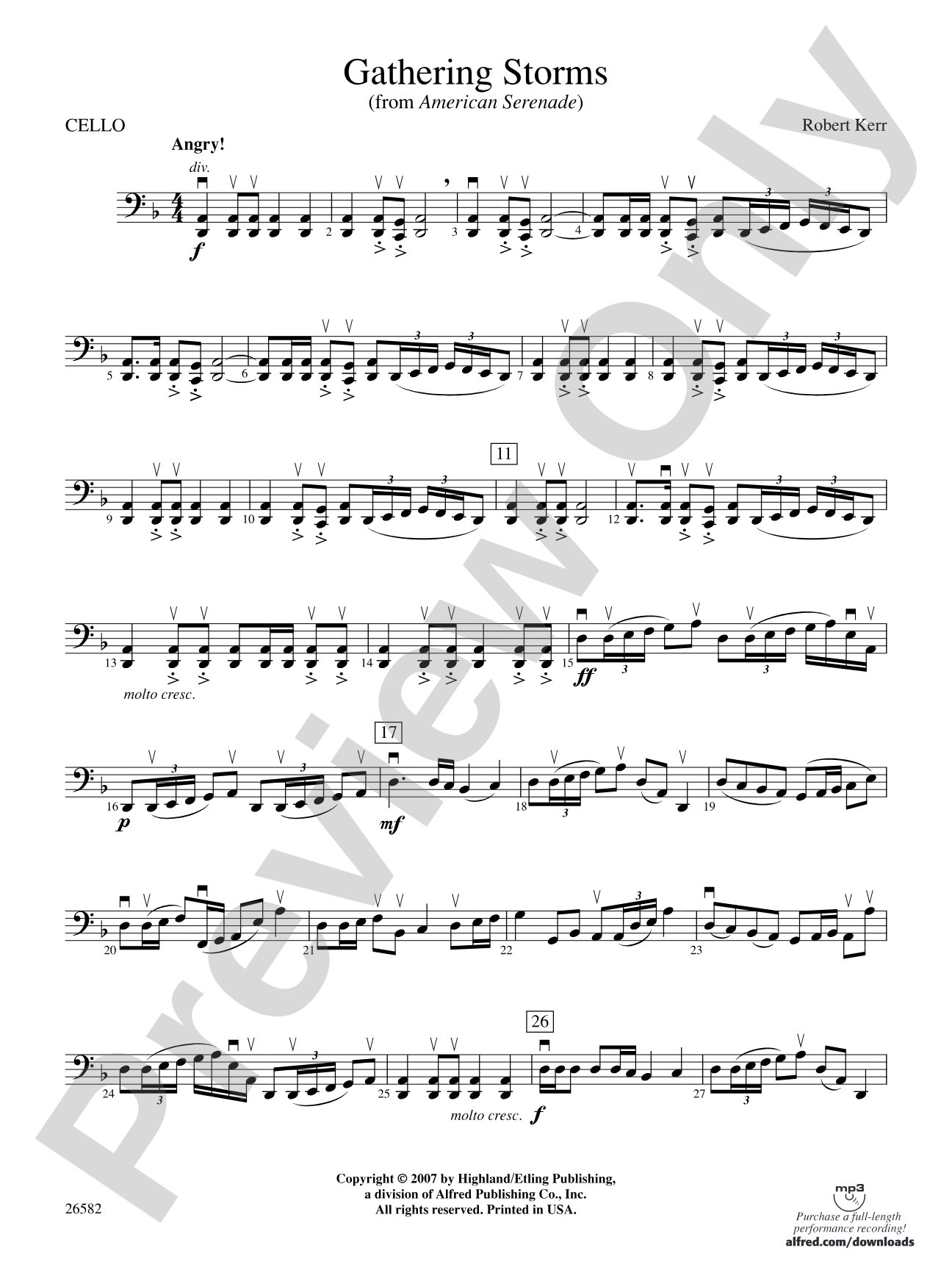 Gathering Storms (Movement 2 from American Serenade Symphony): Cello