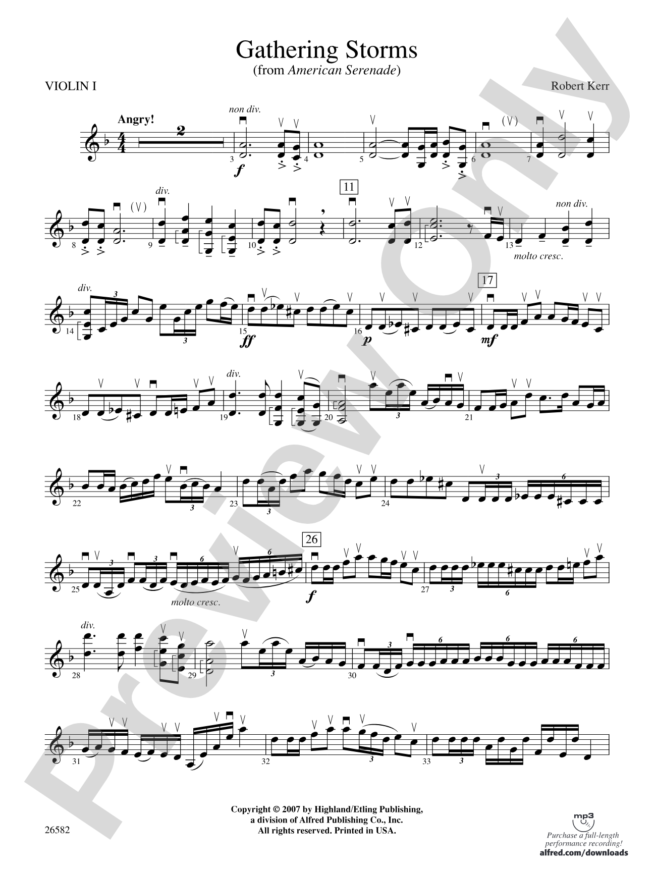 Gathering Storms (Movement 2 from American Serenade Symphony): 1st Violin