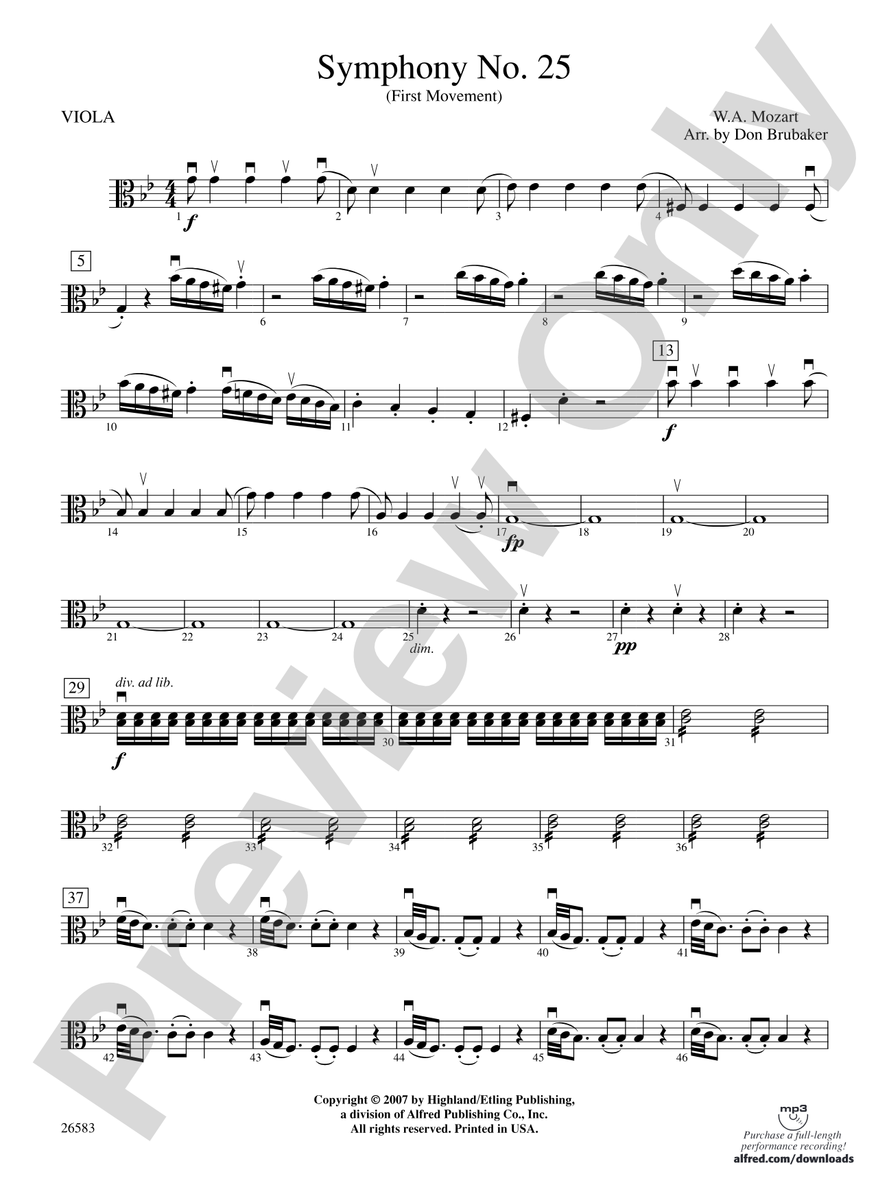 Symphony No. 25, First Movement: Viola