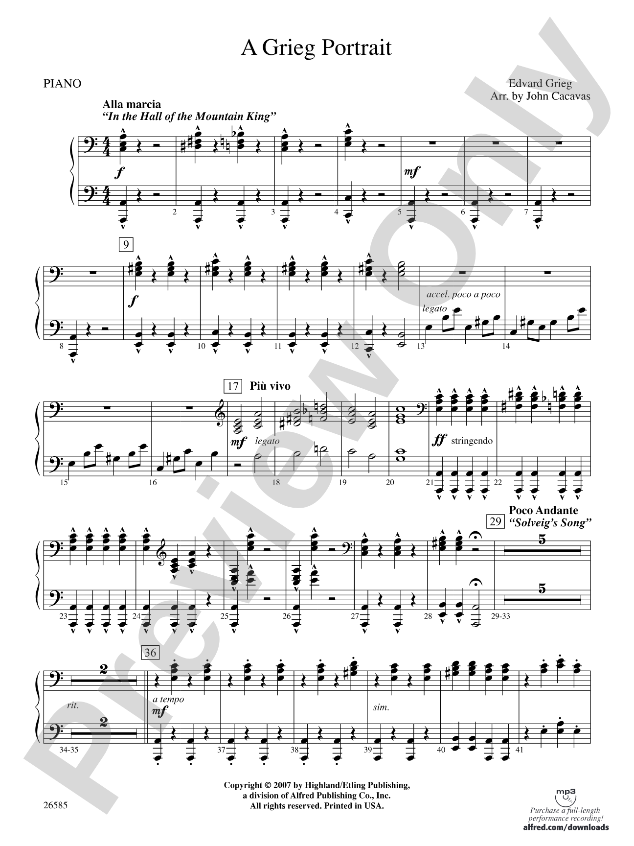 A Grieg Portrait: Piano Accompaniment