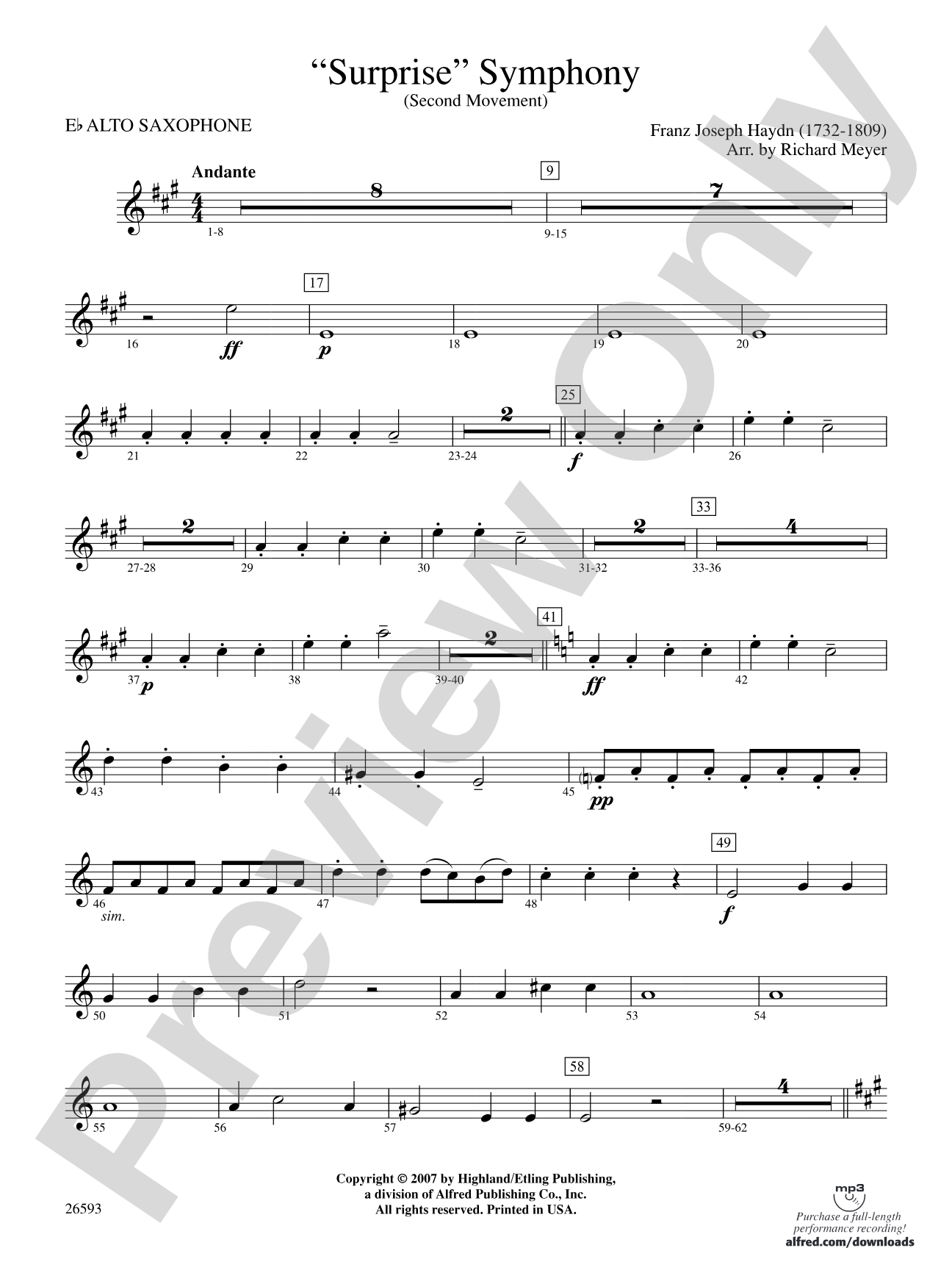 "Surprise" Symphony: E-flat Alto Saxophone