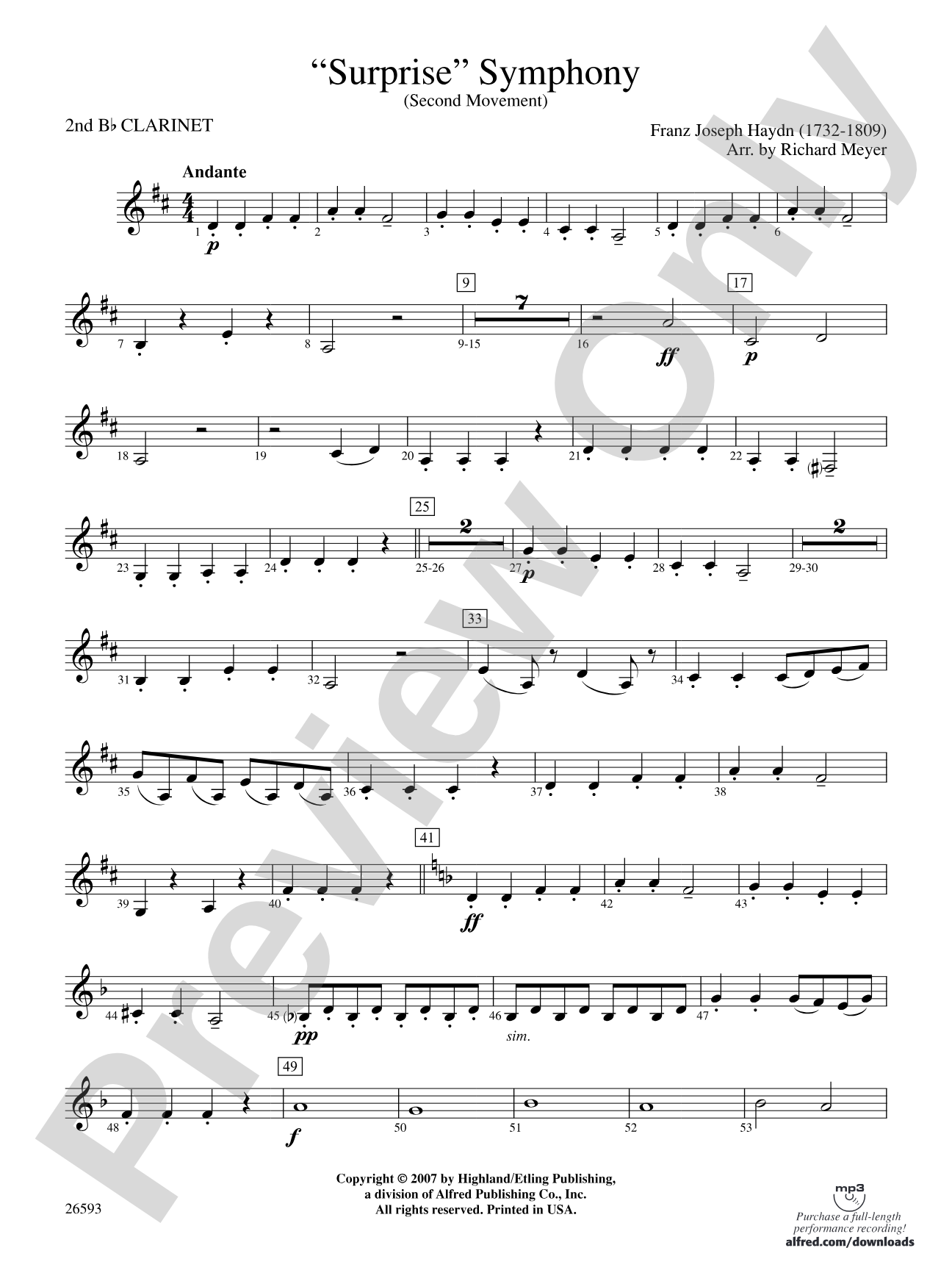 "Surprise" Symphony: 2nd B-flat Clarinet