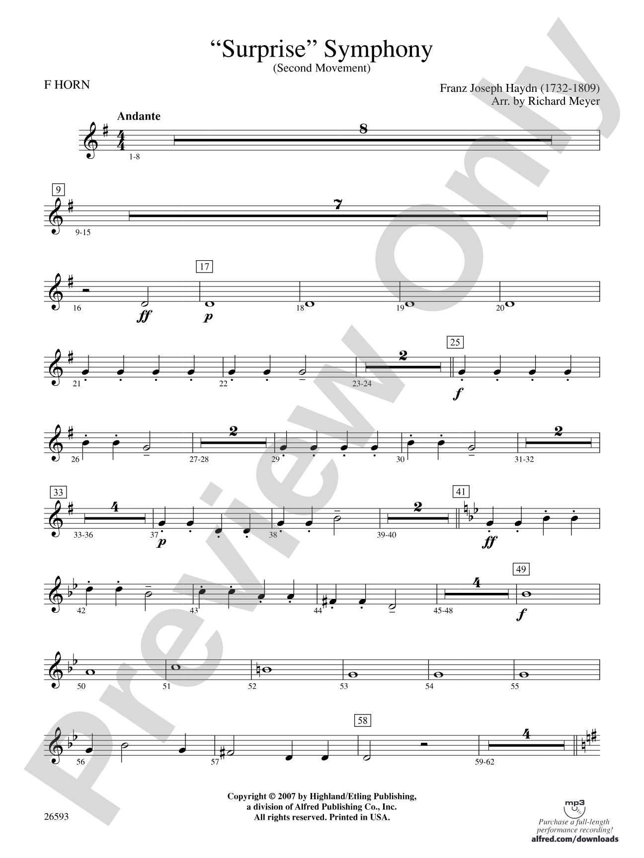 "Surprise" Symphony: 1st F Horn