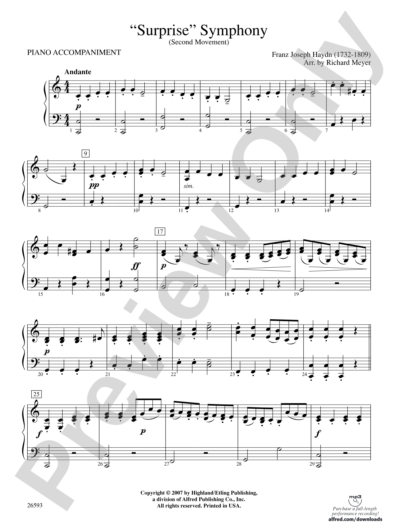 "Surprise" Symphony: Piano Accompaniment