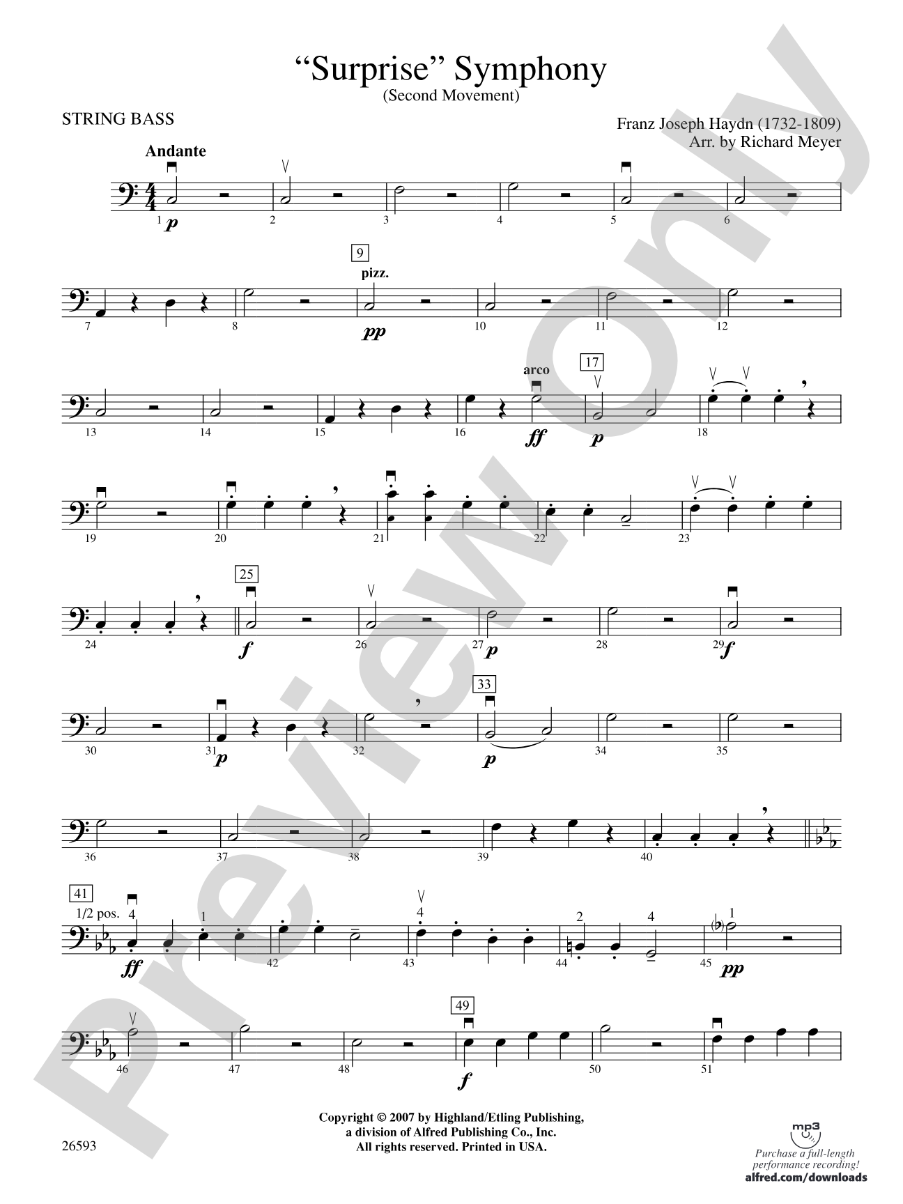 "Surprise" Symphony: String Bass