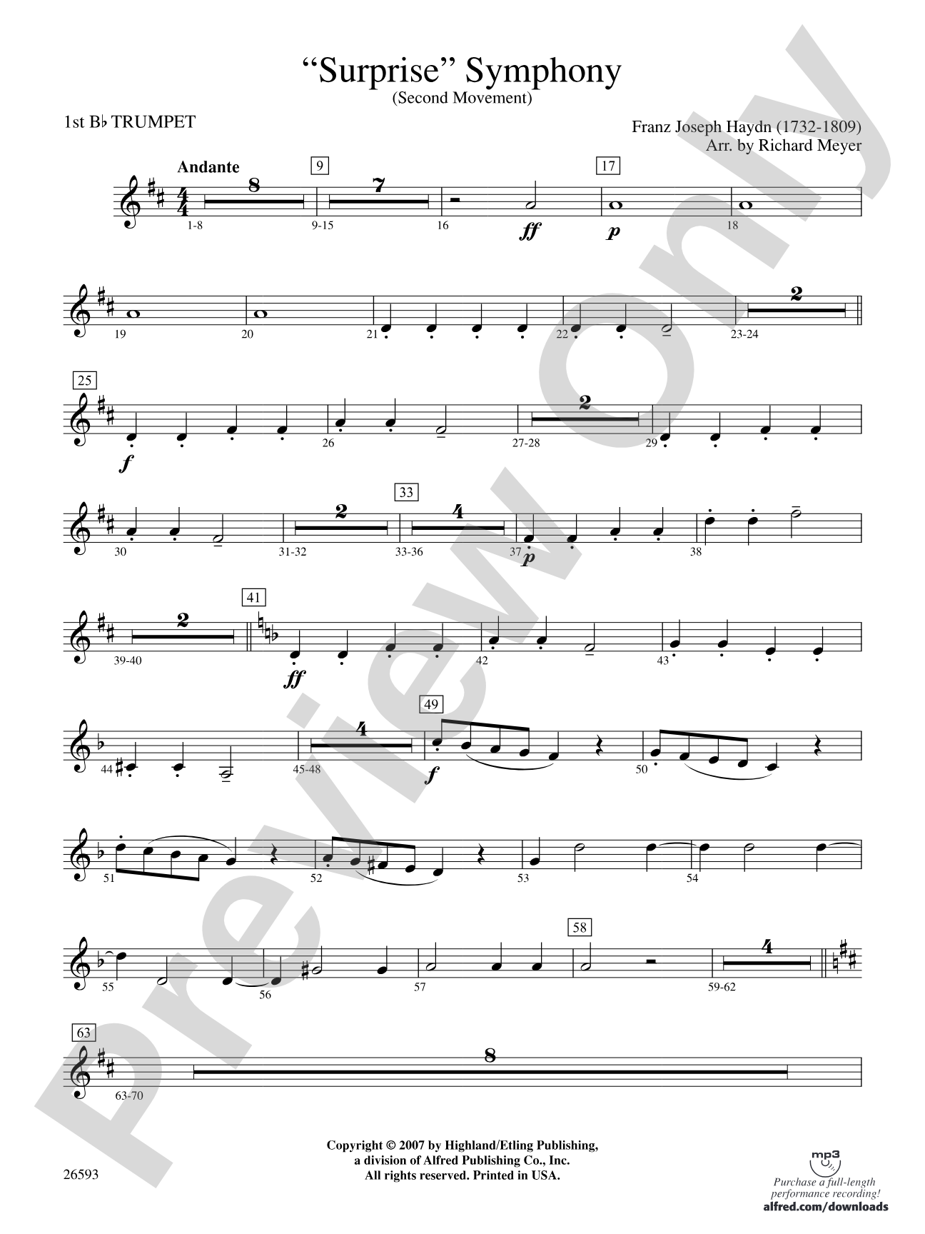 "Surprise" Symphony: 1st B-flat Trumpet