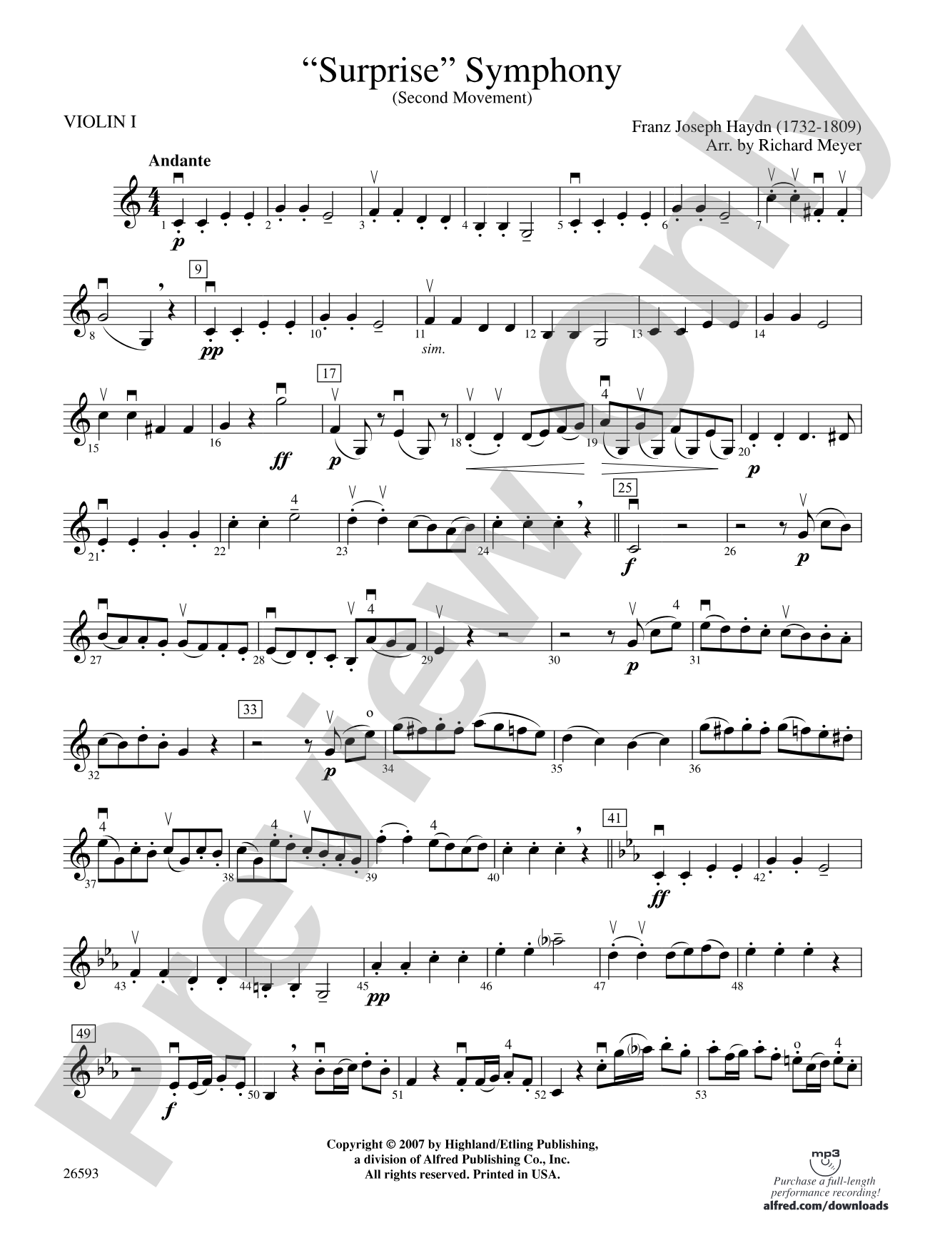 "Surprise" Symphony: 1st Violin