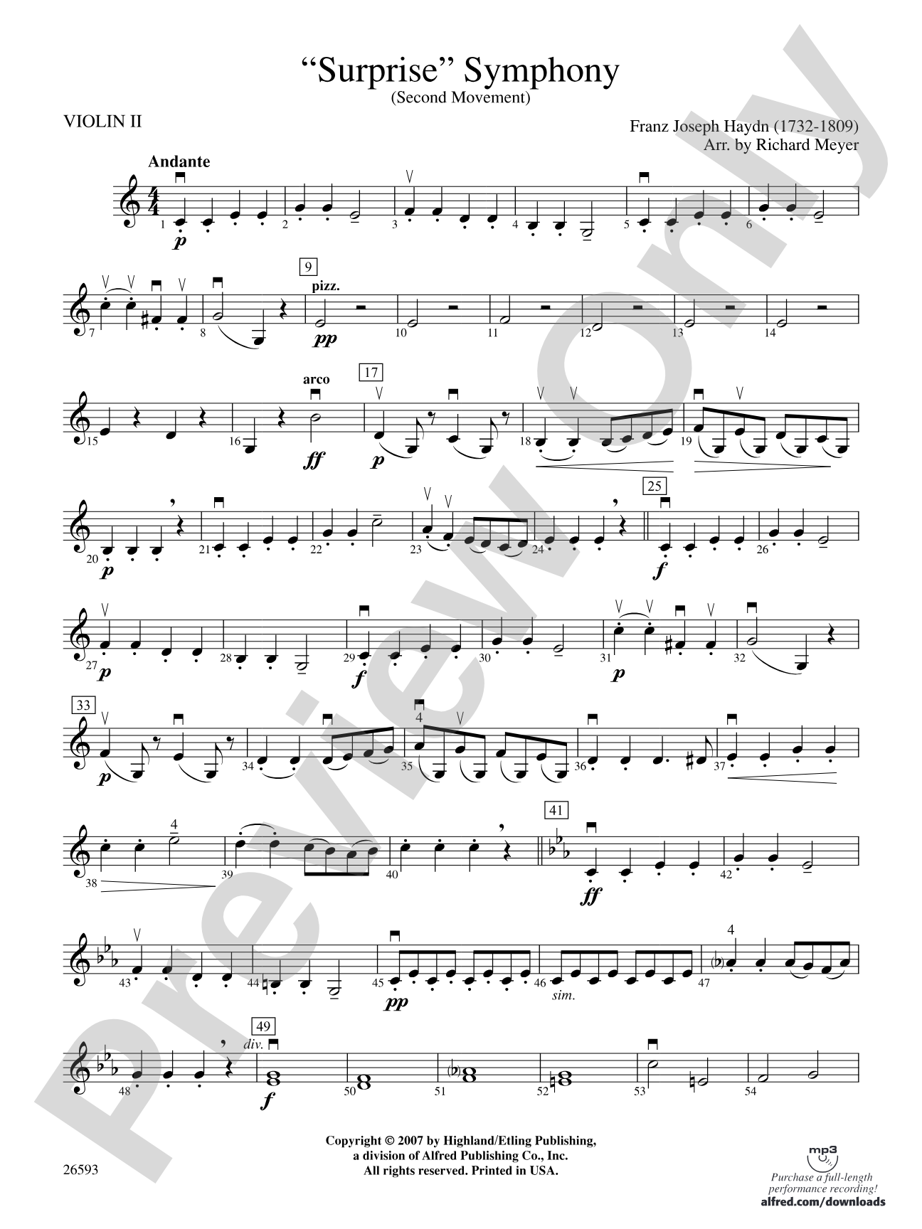 "Surprise" Symphony: 2nd Violin