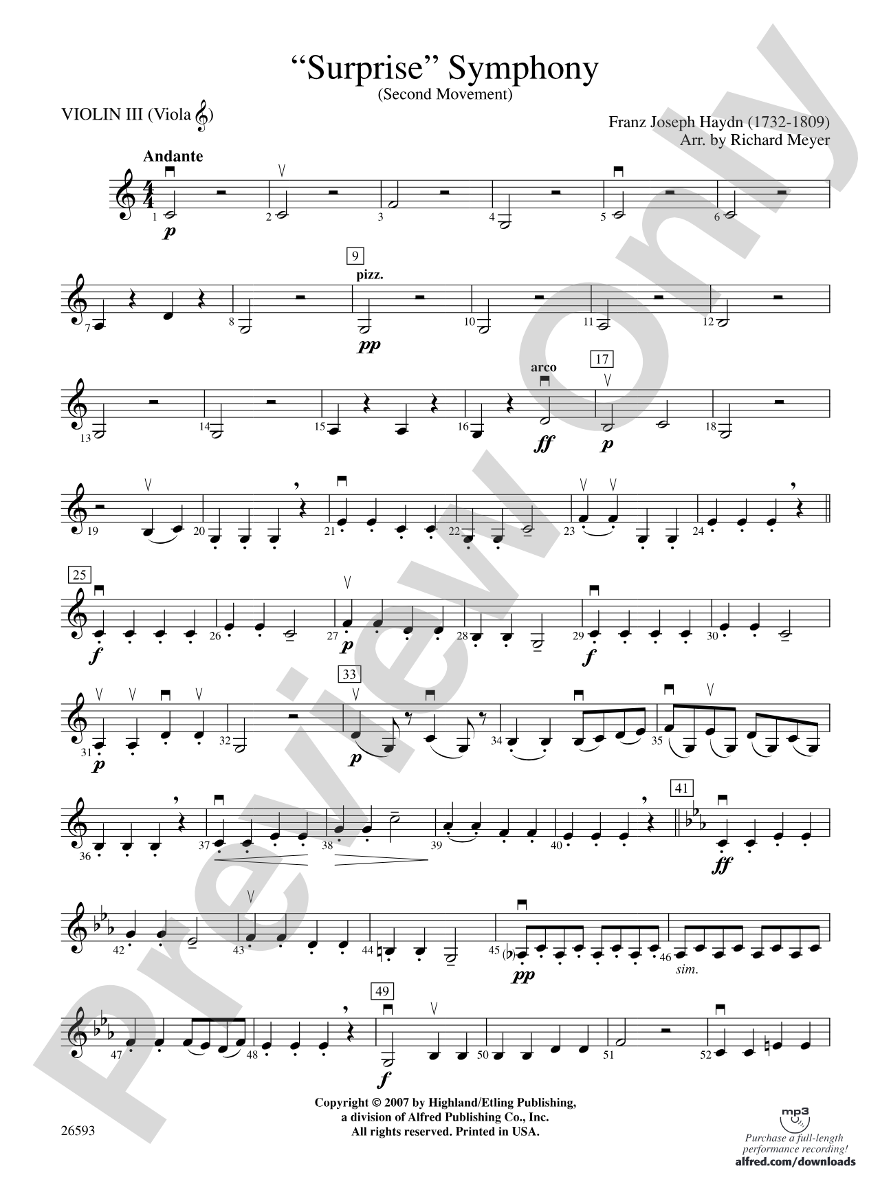 "Surprise" Symphony: 3rd Violin (Viola [TC])