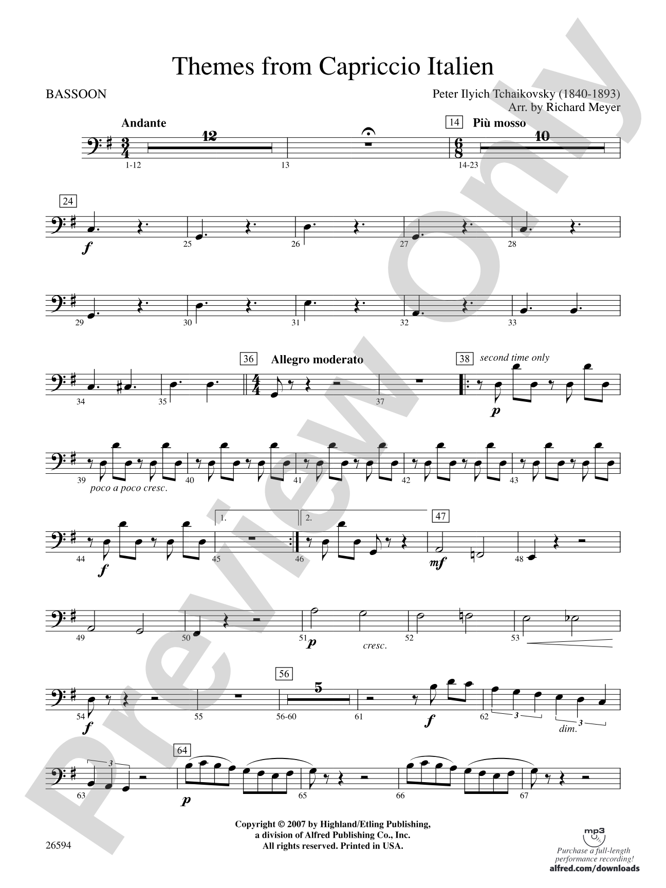 Themes from Capriccio Italien: Bassoon