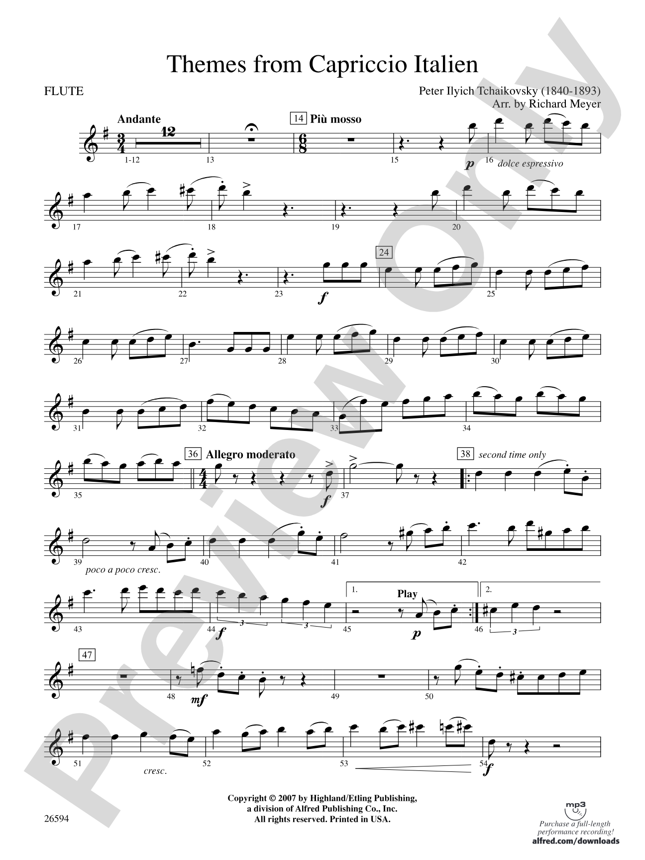 Themes from Capriccio Italien: Flute