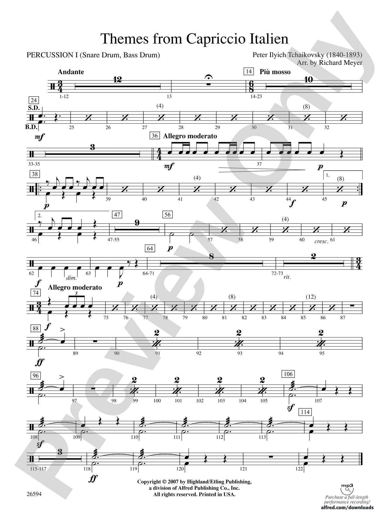 Themes from Capriccio Italien: 1st Percussion