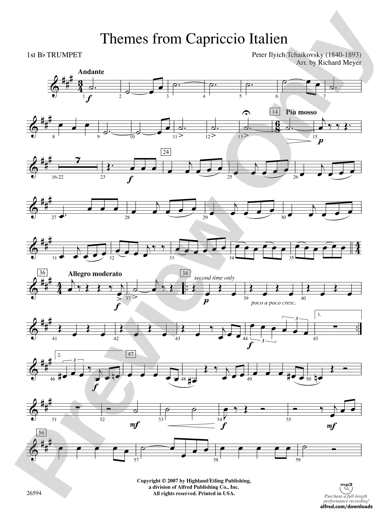 Themes from Capriccio Italien: 1st B-flat Trumpet
