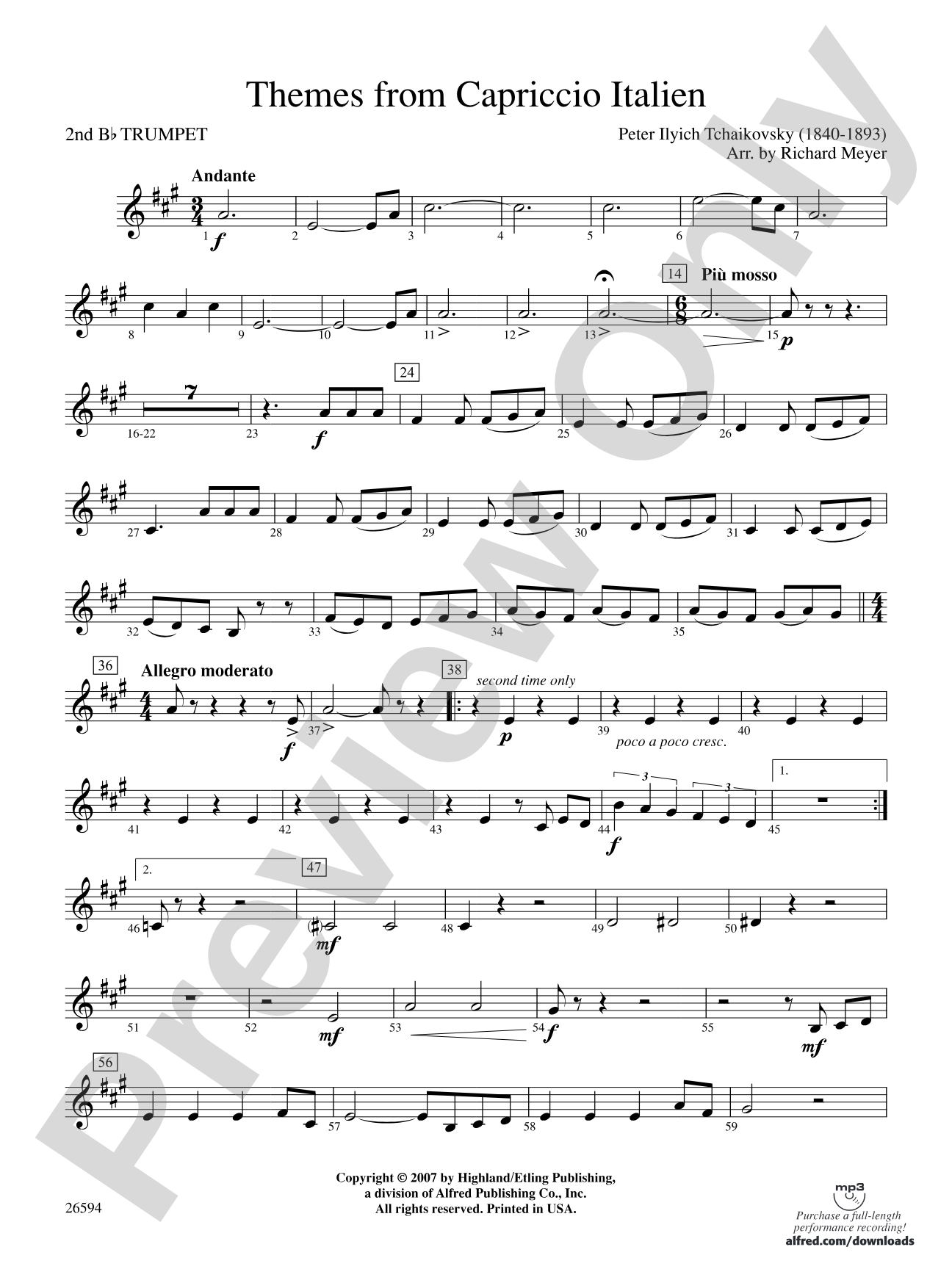 Themes from Capriccio Italien: 2nd B-flat Trumpet