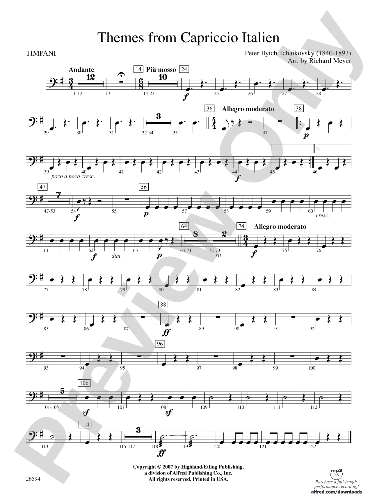Themes from Capriccio Italien: Timpani