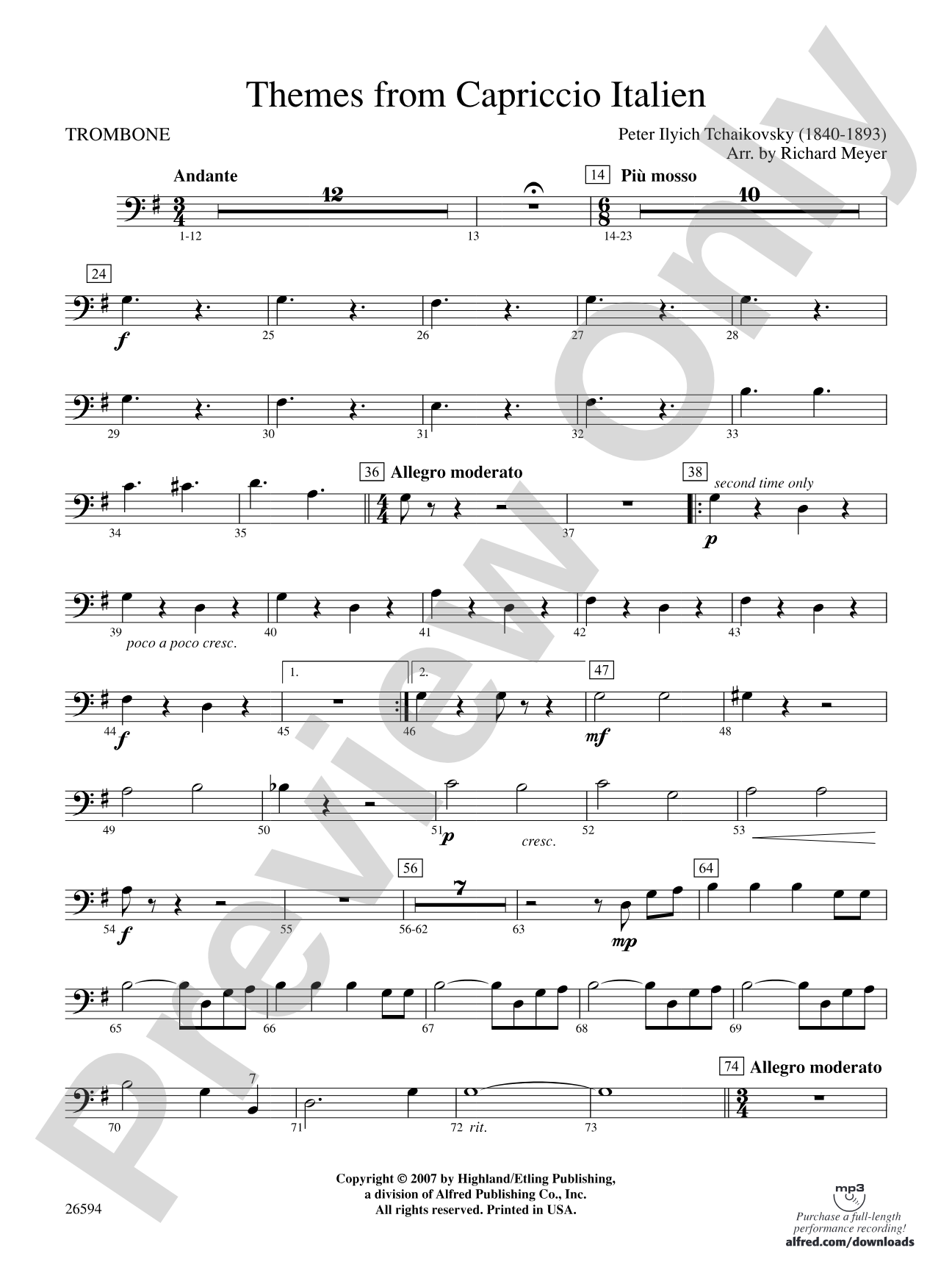Themes from Capriccio Italien: 1st Trombone