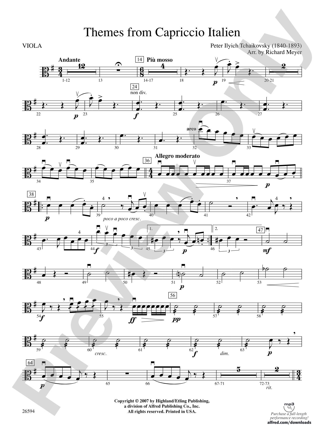 Themes from Capriccio Italien: Viola