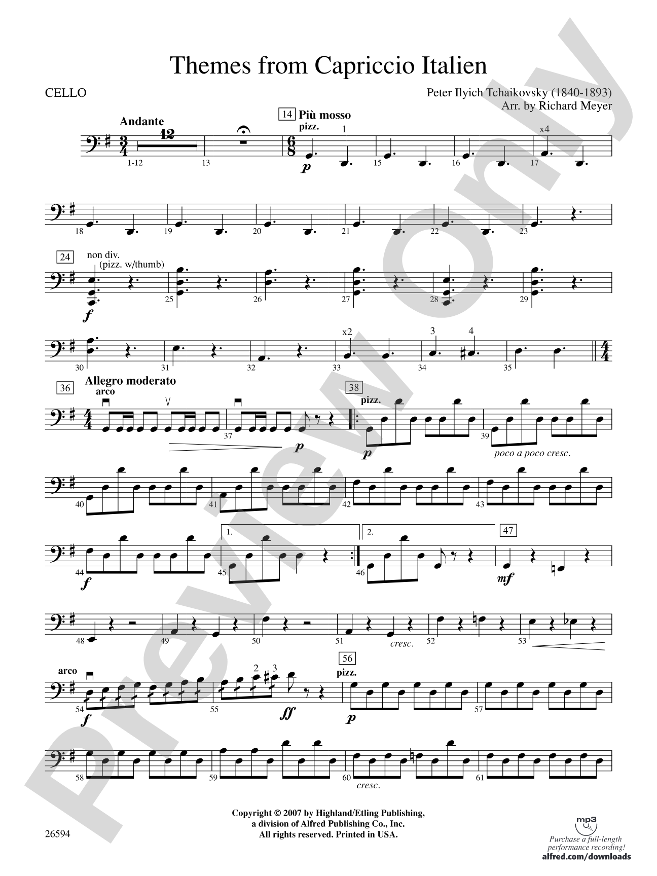 Themes from Capriccio Italien: Cello