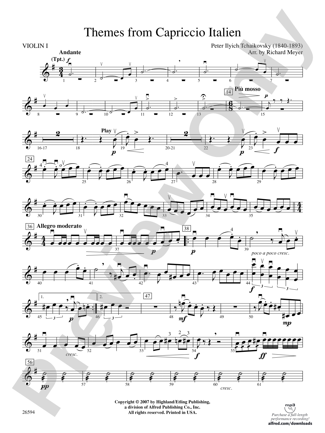 Themes from Capriccio Italien: 1st Violin
