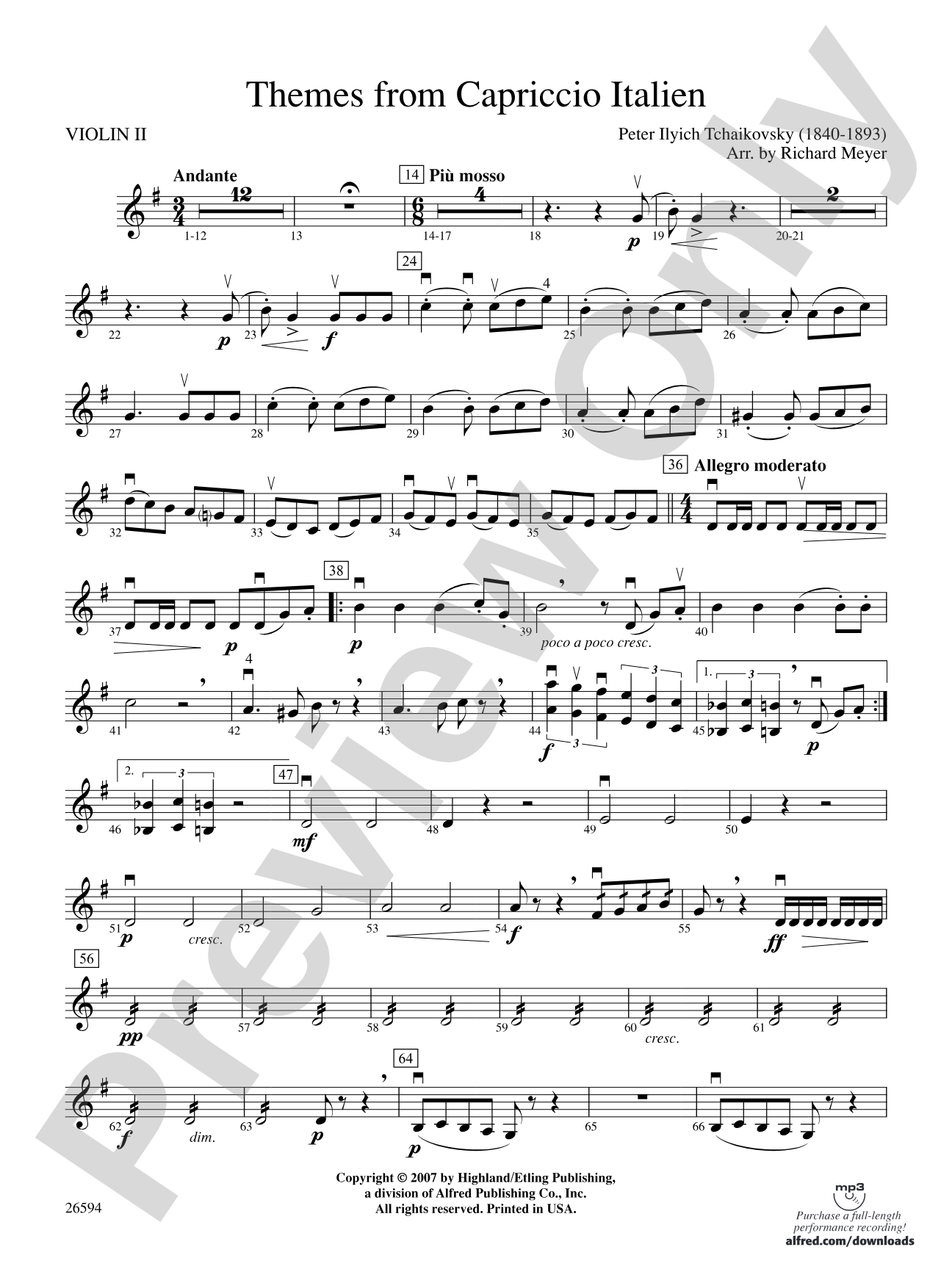 Themes from Capriccio Italien: 2nd Violin