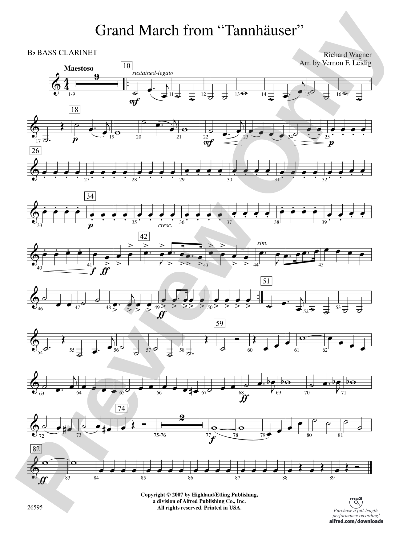 Grand March from Tannhäuser: B-flat Bass Clarinet